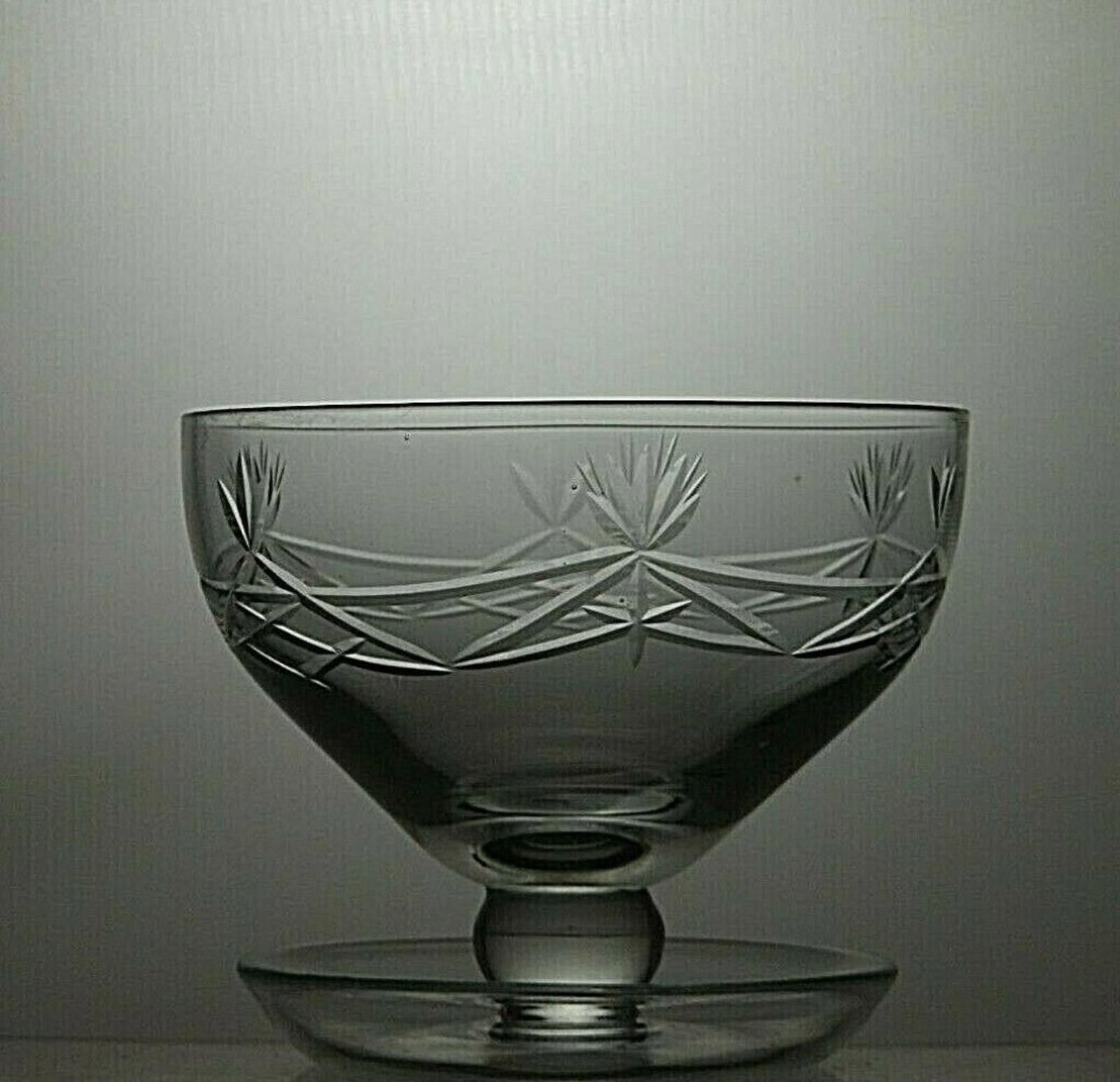 The Unbranded Brand Lead Crystal Cut Glass Set Of 6 Footed Dessert bowls 3 1/2" Size ONE SIZE - 4 Thumbnail
