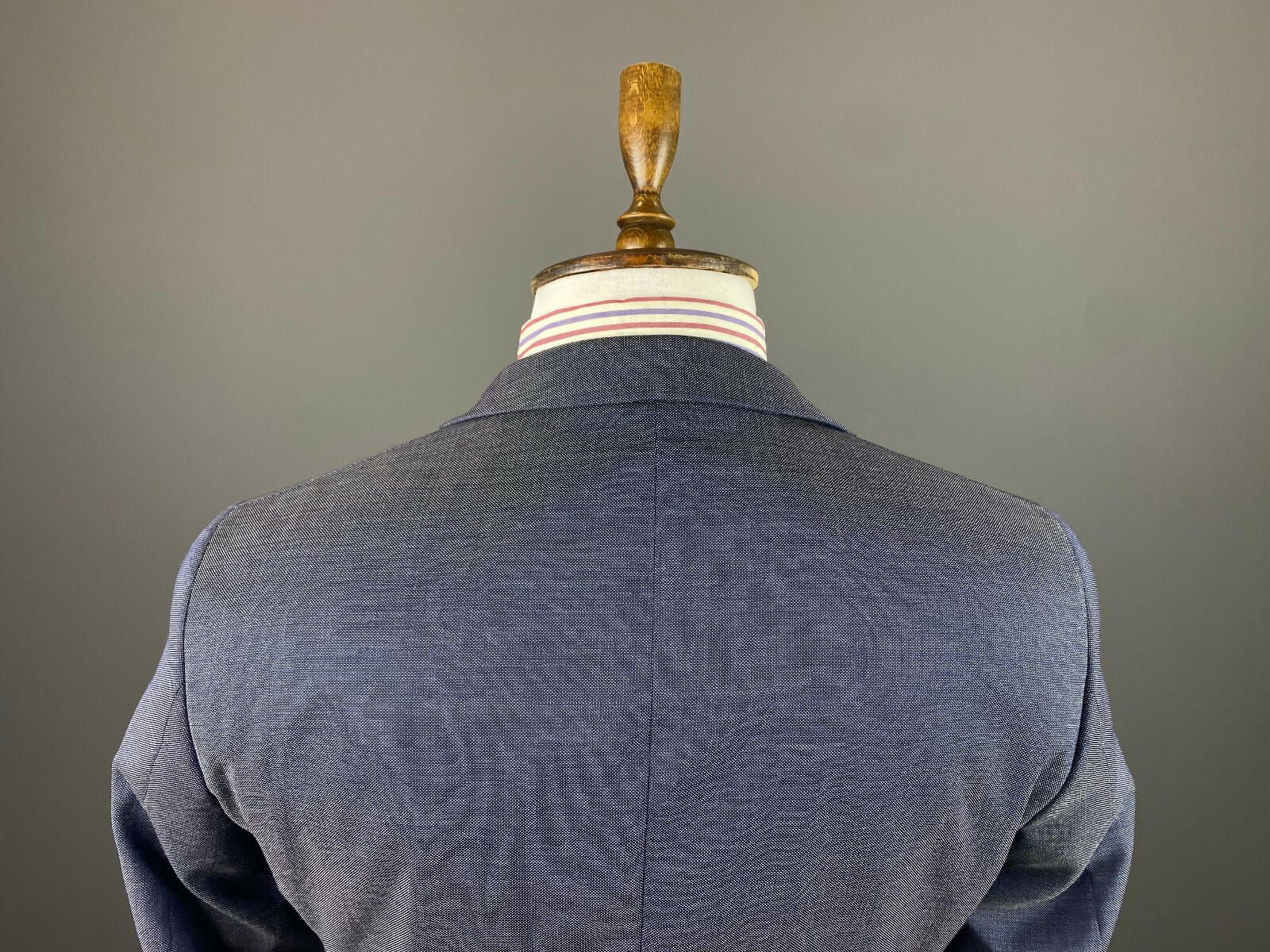 Paoloni Men Paoloni Blue Wool Two Button Sport Coat Balzer Size 50 Size 40R - 6 Thumbnail