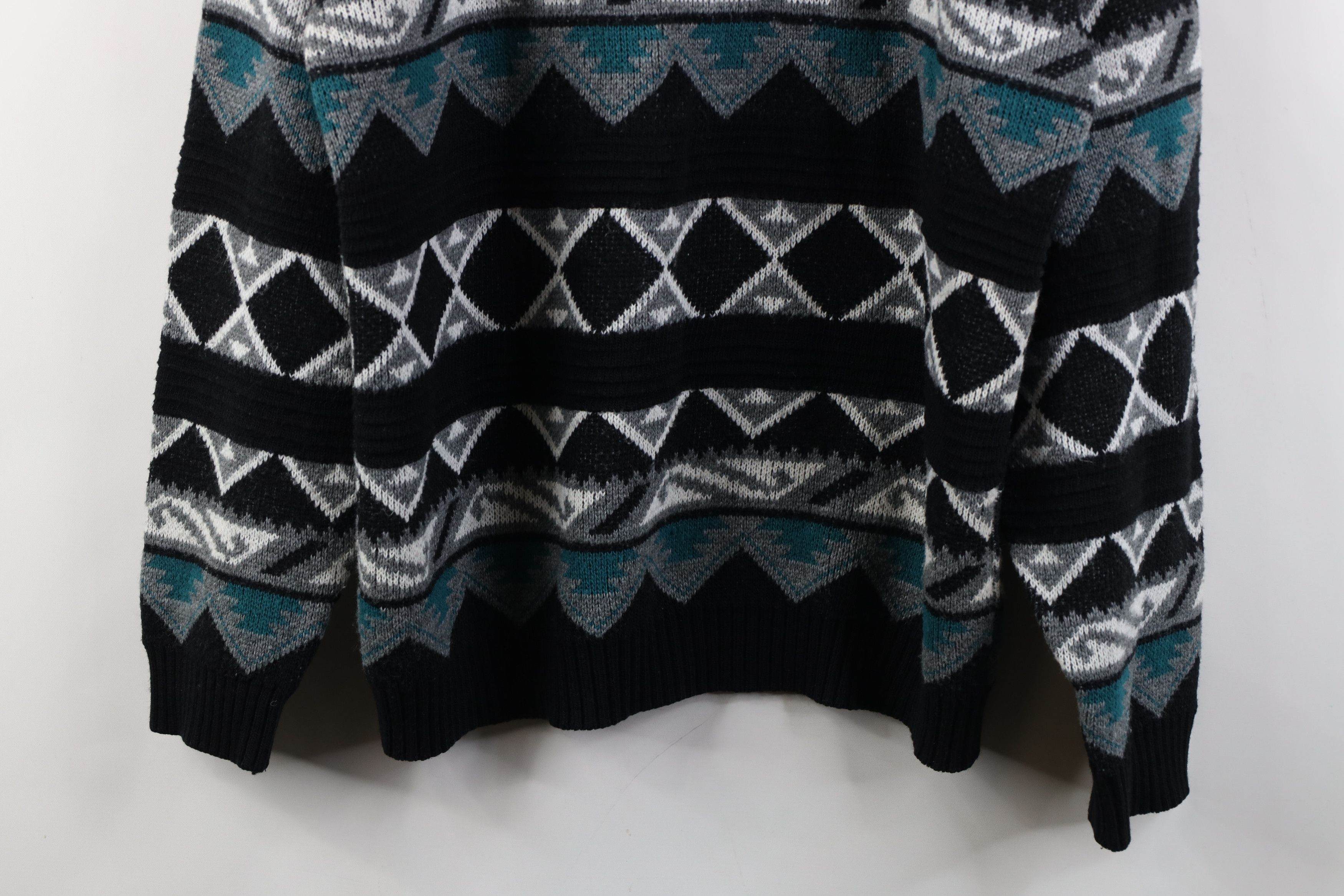 Vintage 90s Coogi Style Geometric Knit Sweater USA