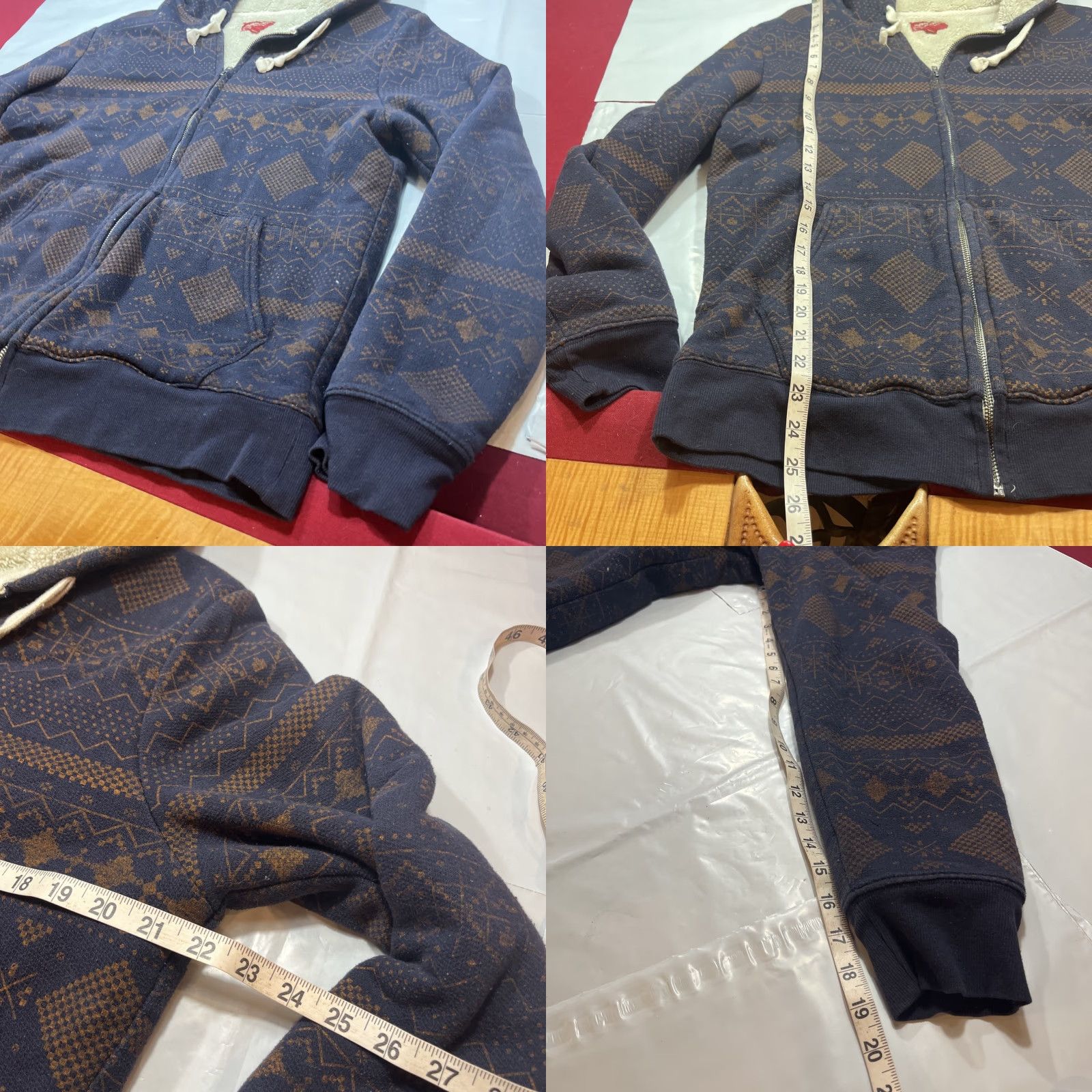 Vintage VINTAGE Arizona Jeans Hoodie L Mens BLUE Sherpa Fleece Lined Full Zip Geometric Fair Isle 90s Winter Street Mens Size US L / EU 52-54 / 3 - 8 Thumbnail