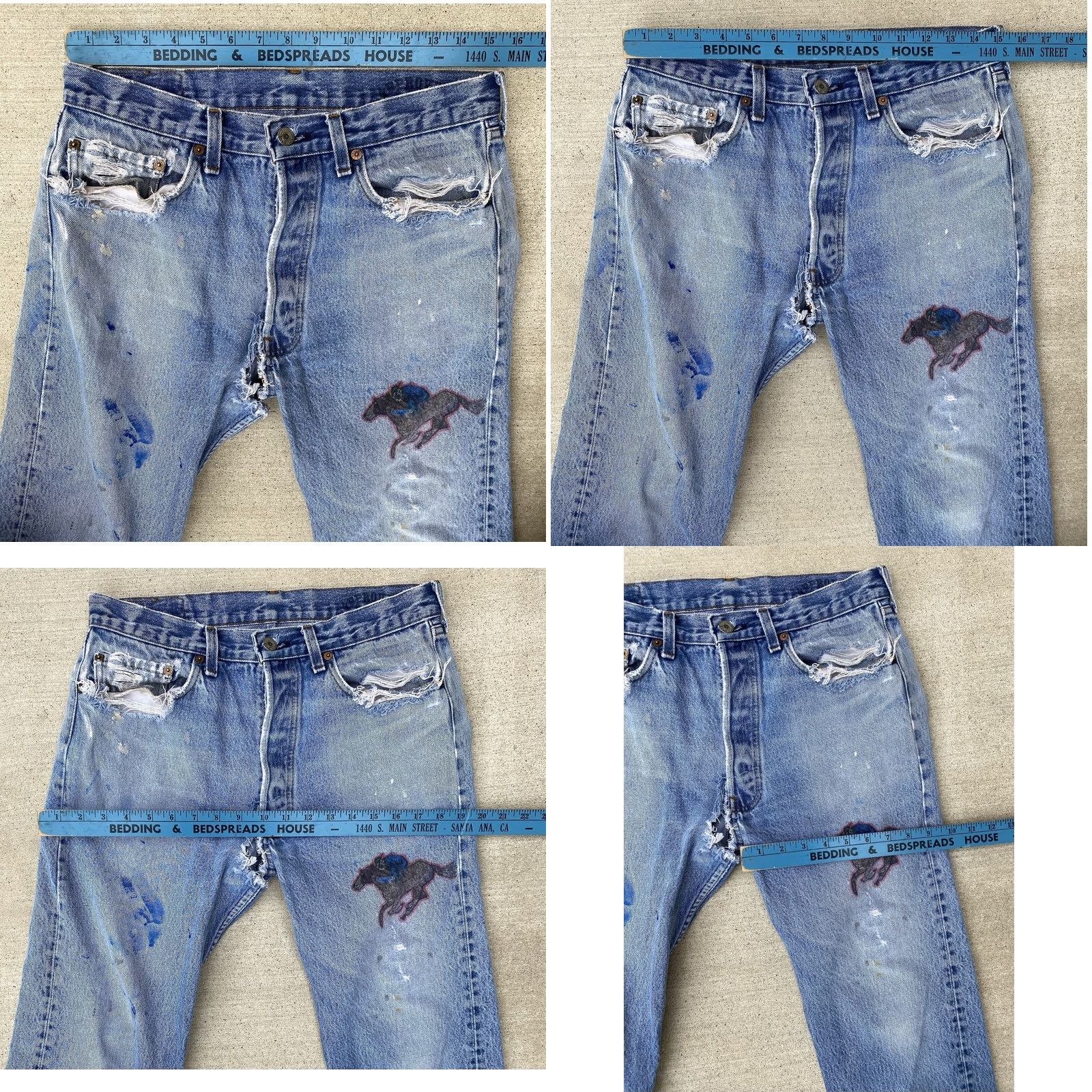 Levi's VINTAGE Levi's 501 Jeans Distressed 5-Pocket Denim Cotton Blue Men 34 Regular Inseam 33 29.5 32 29.5 501 Model 90s See Pics Mens Size US 34 / EU 50 - 11 Thumbnail