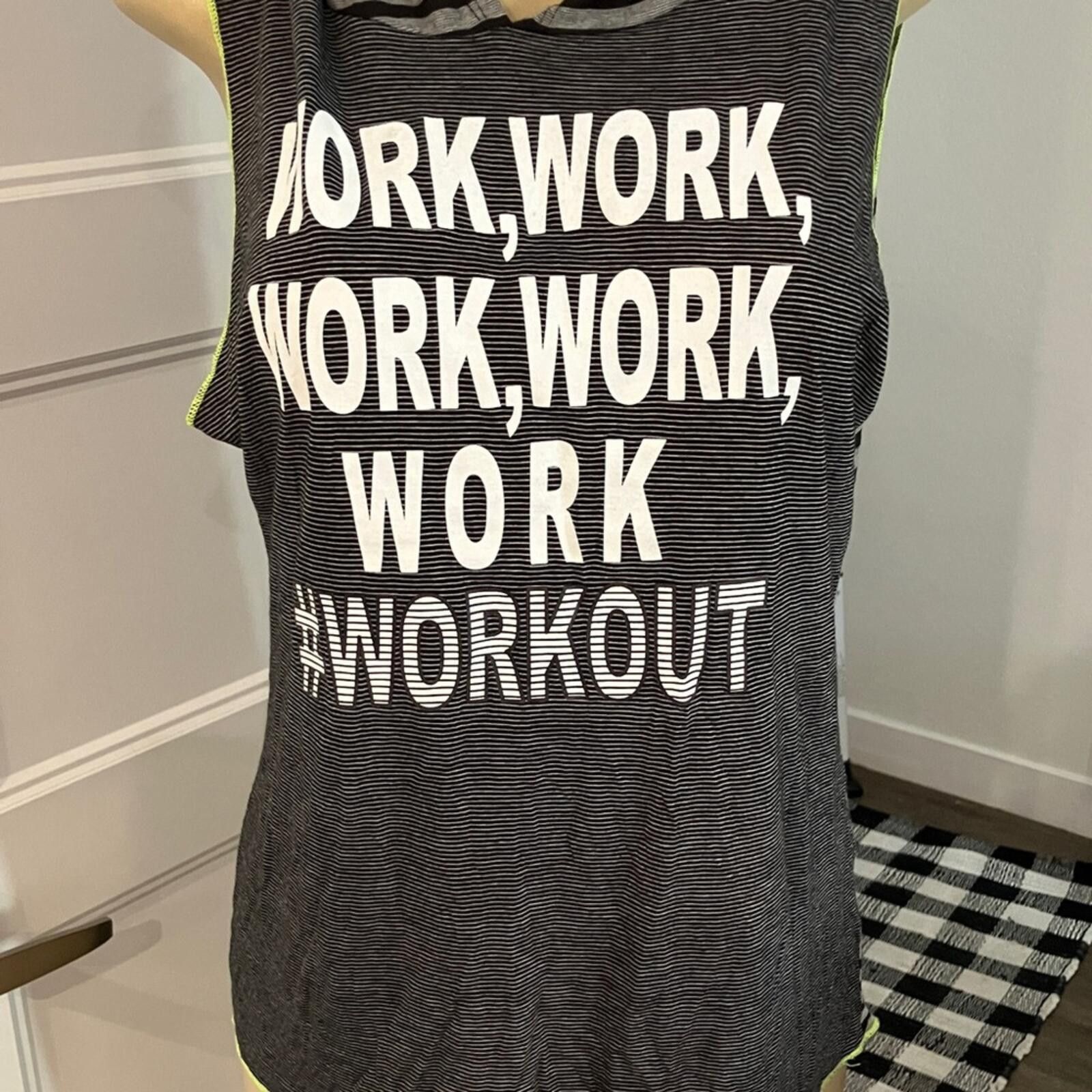 Everlane Striped Black and White Workout Muscle Tee Size L / US 10 / IT 46 - 1 Thumbnail