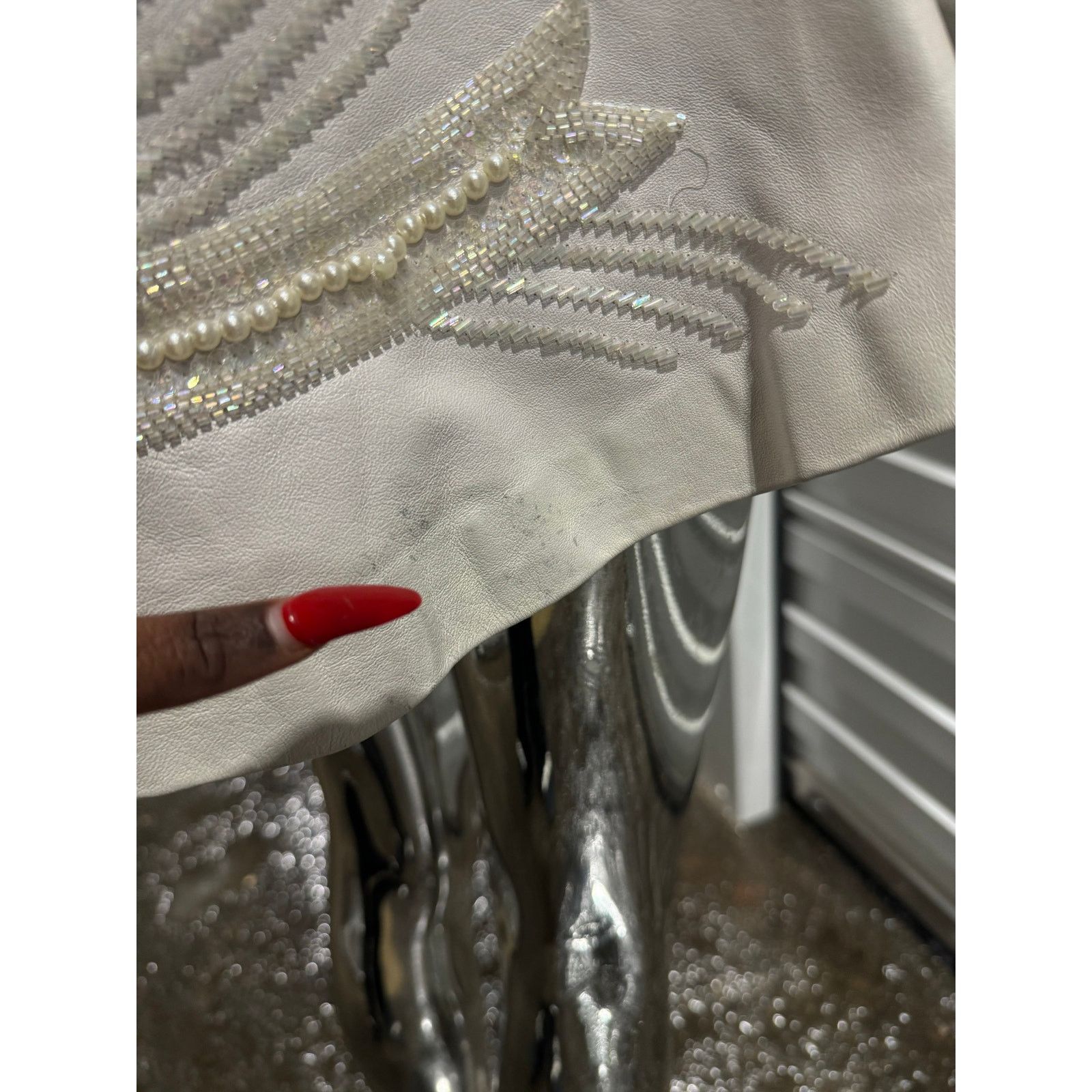 Vintage White leather blazer Size XL / US 12-14 / IT 48-50 - 6 Thumbnail
