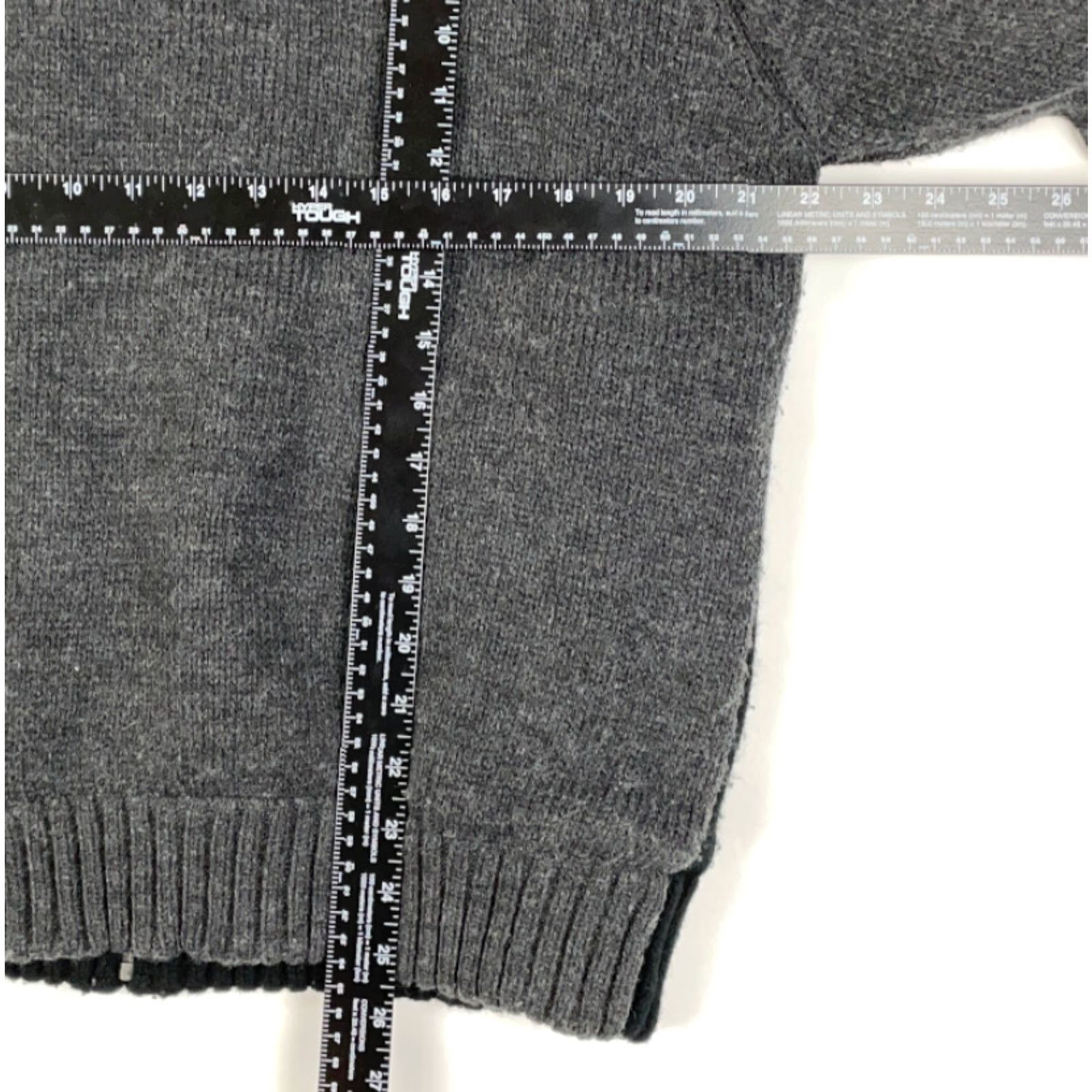 Vintage Icelandic Sherpa Lined Zip Sweater Adult XL Gray Black Geometric Chunky Knit Size US XL / EU 56 / 4 - 7 Thumbnail