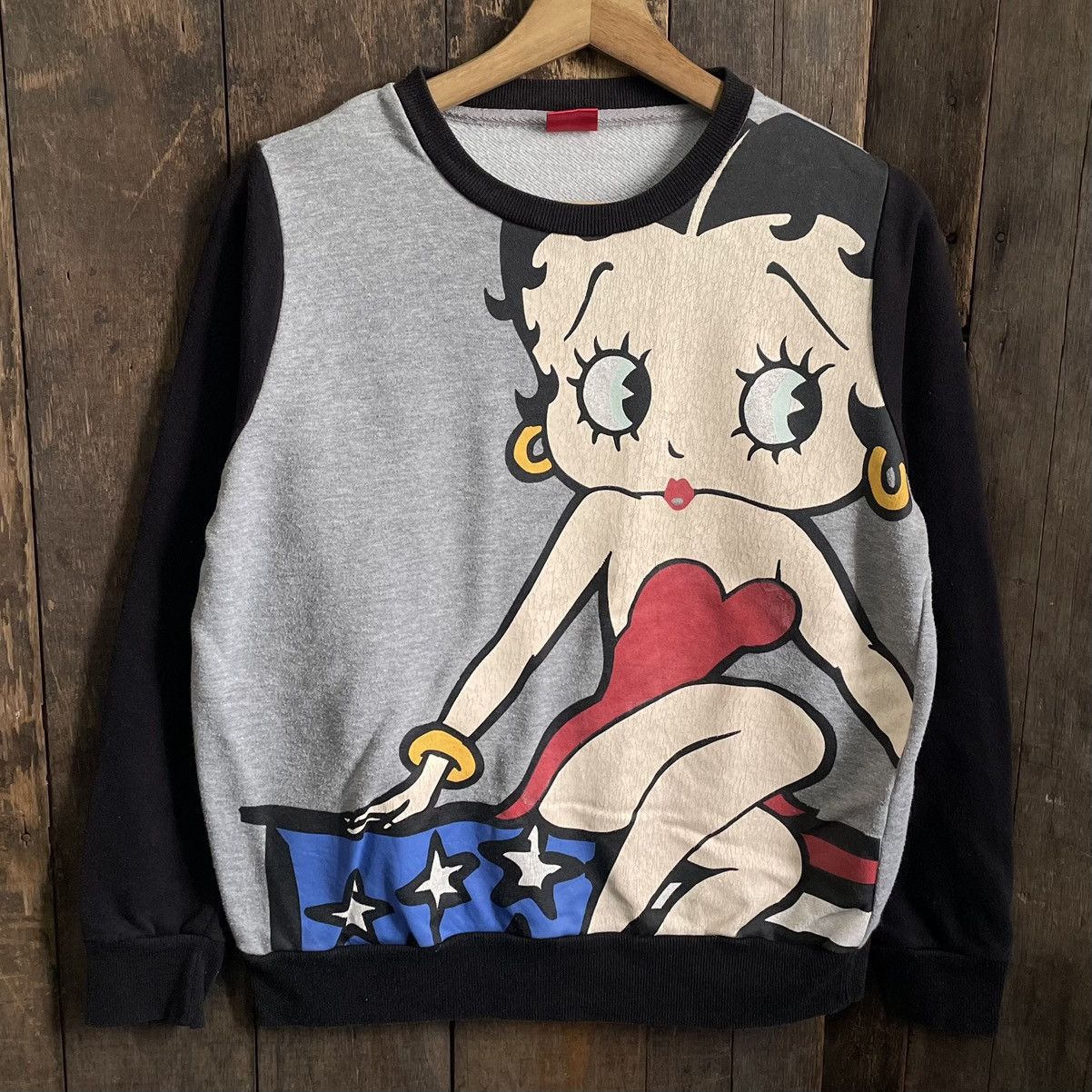 image of Vintage Betty Boop Crewneck Sweatshirt in Black, Men's (Size Small)