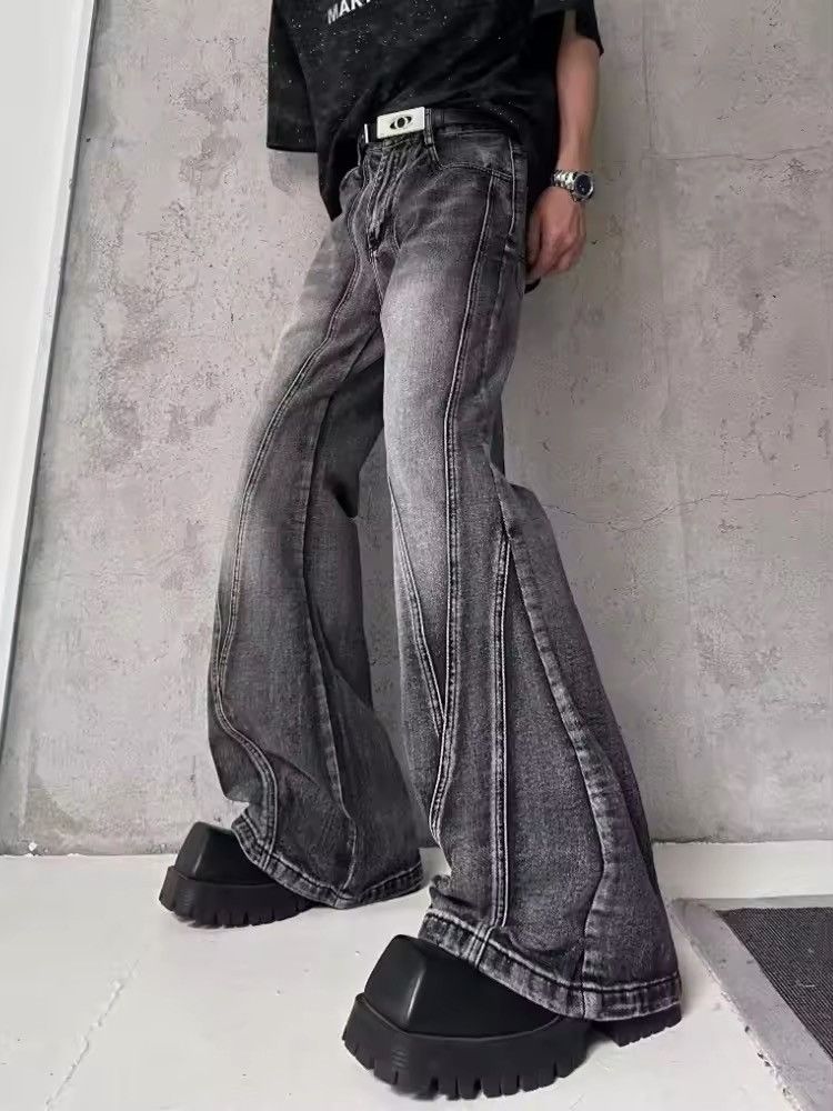 Japanese Brand × Vintage Streetwear Washed Grey Baggy Stacked Flare Jeans Size US 30 / EU 46 - 2 Thumbnail