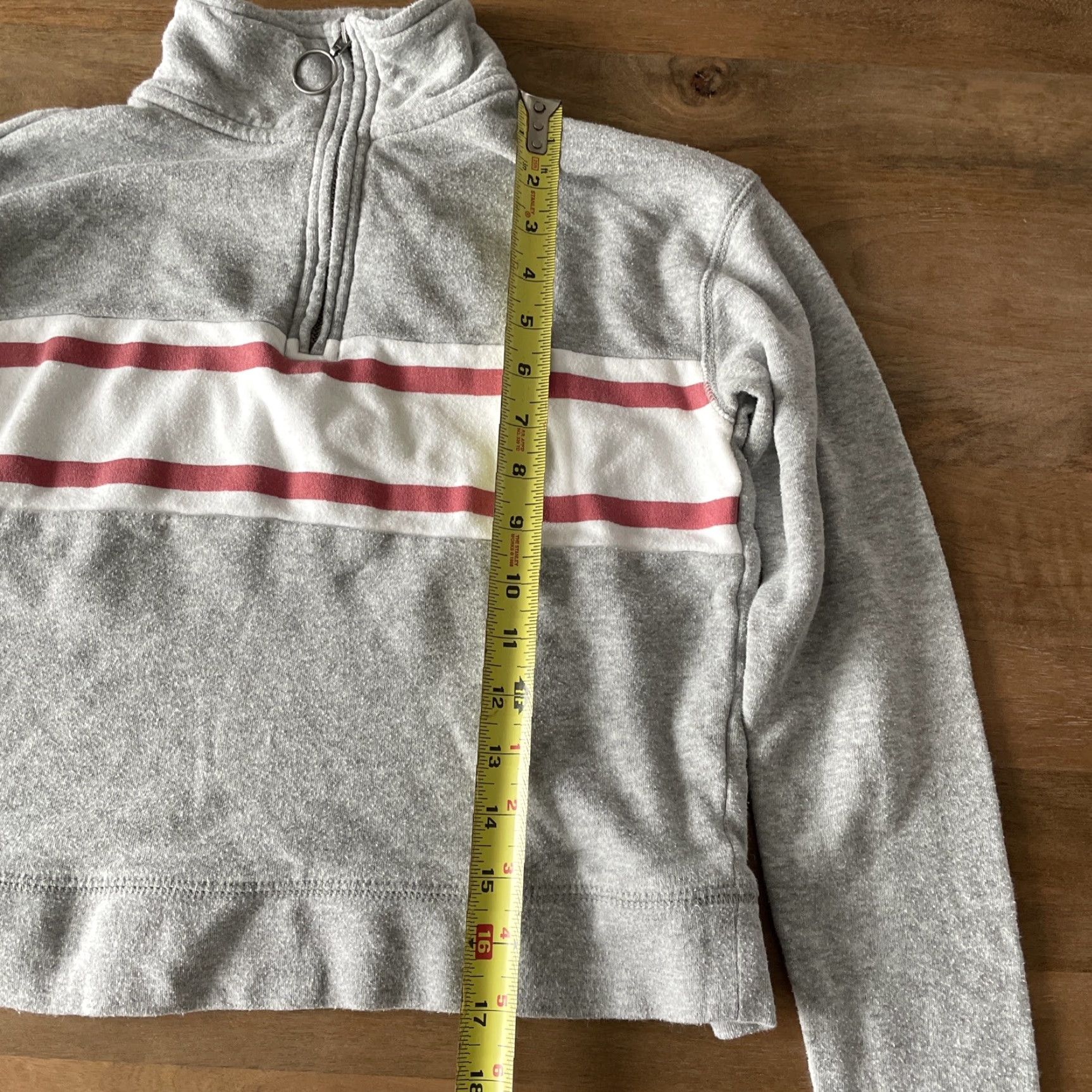 Vintage Aero Sweatshirt Women’s Small Gray 1/4 Zip Cropped Striped Fleece Cotton Blend Active Casual Size S / US 4 / IT 40 - 4 Thumbnail
