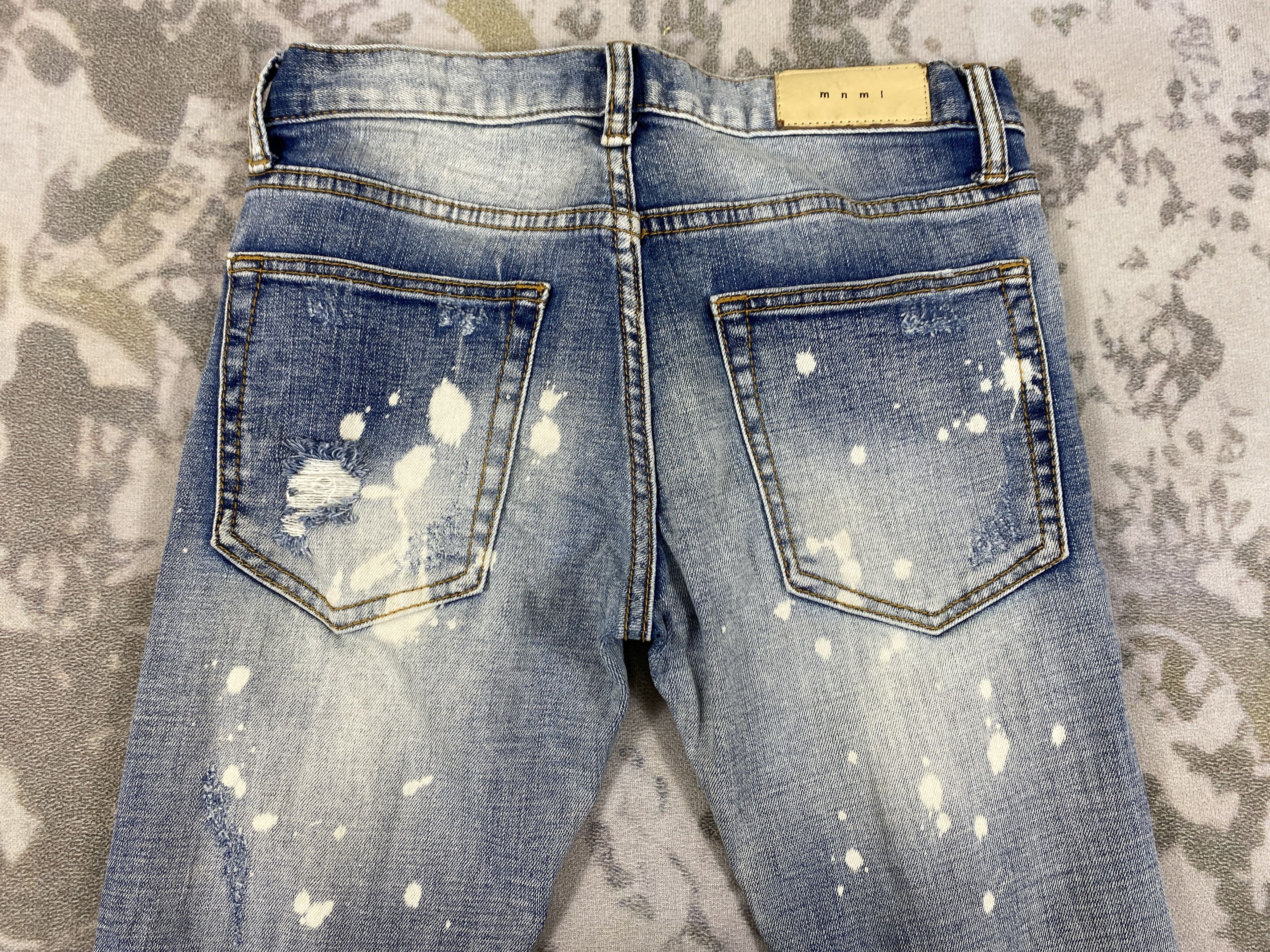 MNML Distressed Blue Vintage MNML Jeans 29x31 Denim- JN3780 Size US 29 - 4 Thumbnail