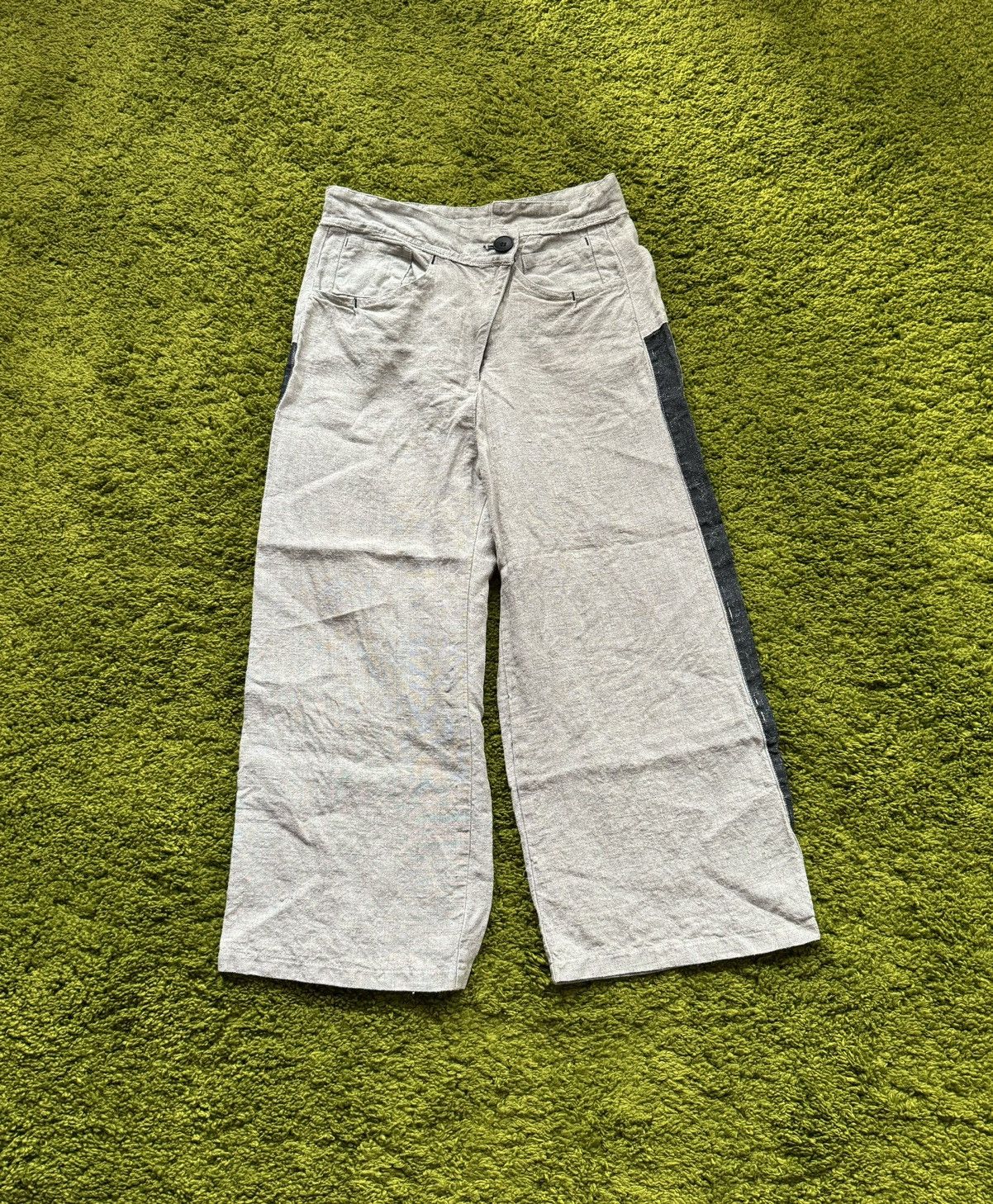 Designer Lurdes Bergada 100% linen wide leg culottes pants Size 25" / US 0 / IT 36 - 1 Thumbnail