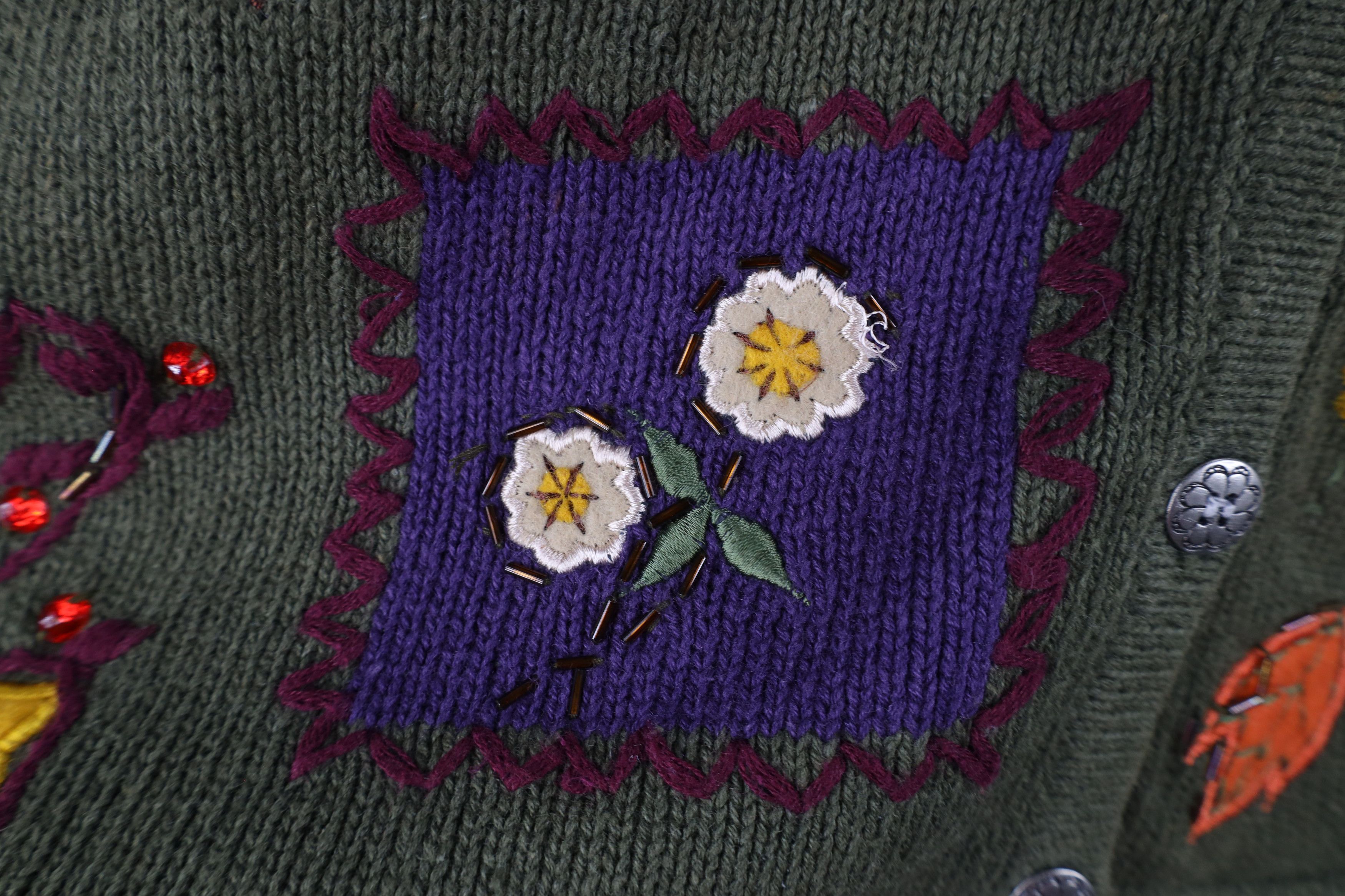 Vintage Vintage 90s Streetwear Flower Knit Cardigan Sweater Vest Size XL / US 12-14 / IT 48-50 - 7 Thumbnail