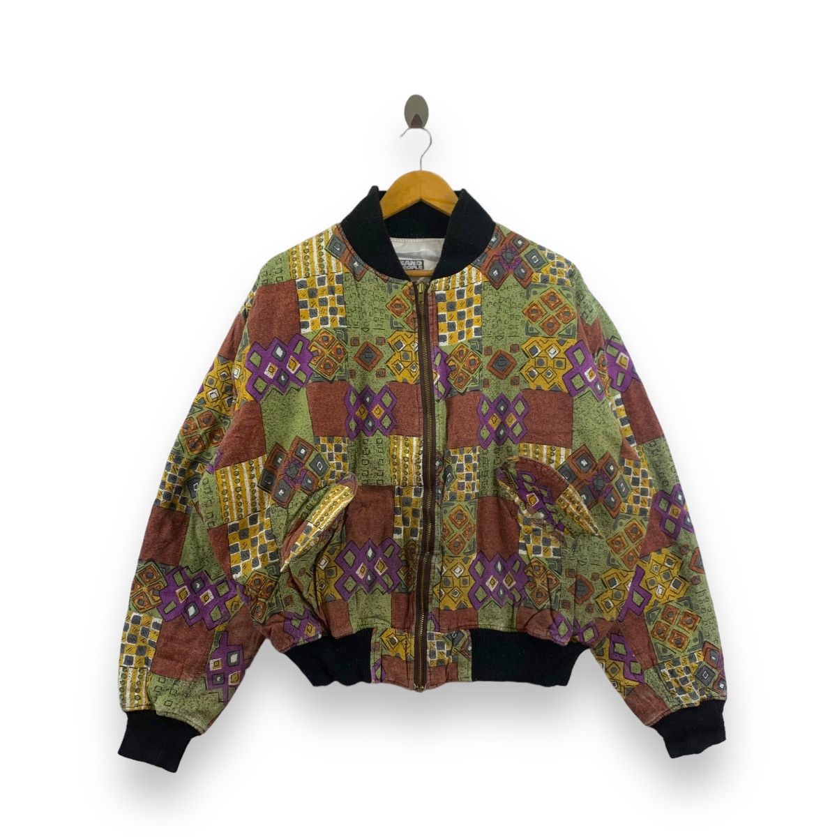 Vintage Vtg SAND PEOPLE SUKAJAN Native Motif Bomber Jacket Size L / US 10 / IT 46 - 1 Thumbnail