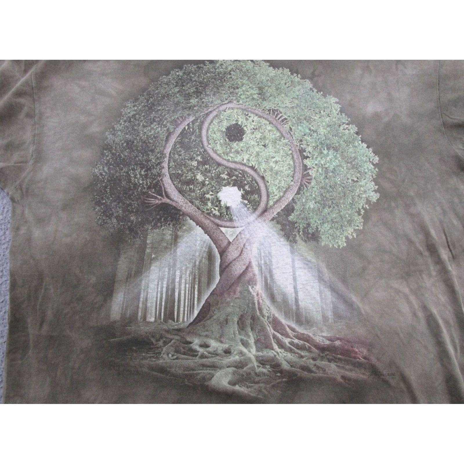 The Mountain The Mountain Shirt Men 3XL Green Cotton Crew Neck Short Sleeve T-Shirt Yn Yang Tree Hippie Y2K Read Size US XXL / EU 58 / 5 - 2 Thumbnail