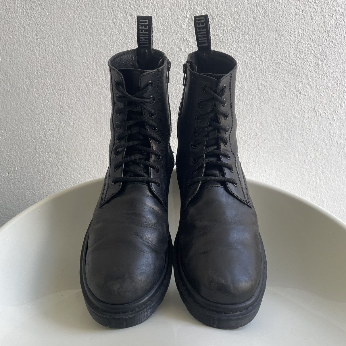Limi Feu Very Rare! Limi Feu Leather Combat Boots with Side Zipper Size US 12 / EU 45 - 8 Thumbnail