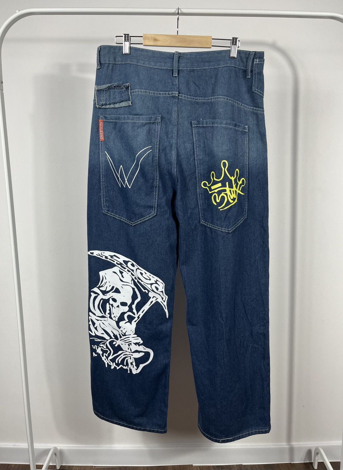 Baggy Y2K Wide Leg Jeans Skull Print Grunge Rap Style