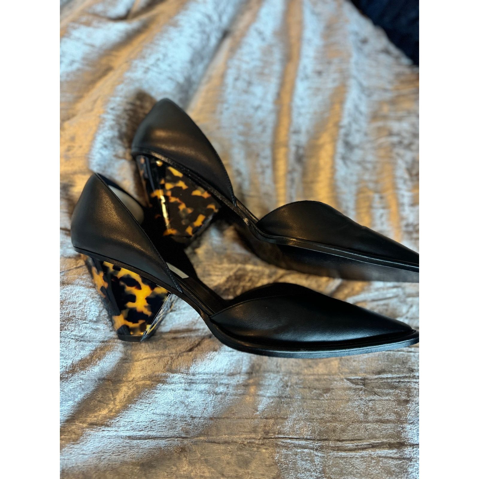 Stella McCartney Stella McCartney D'Orsay Chunky Tortoiseshell Heels Vegan Size US 9 / IT 39 - 10 Thumbnail