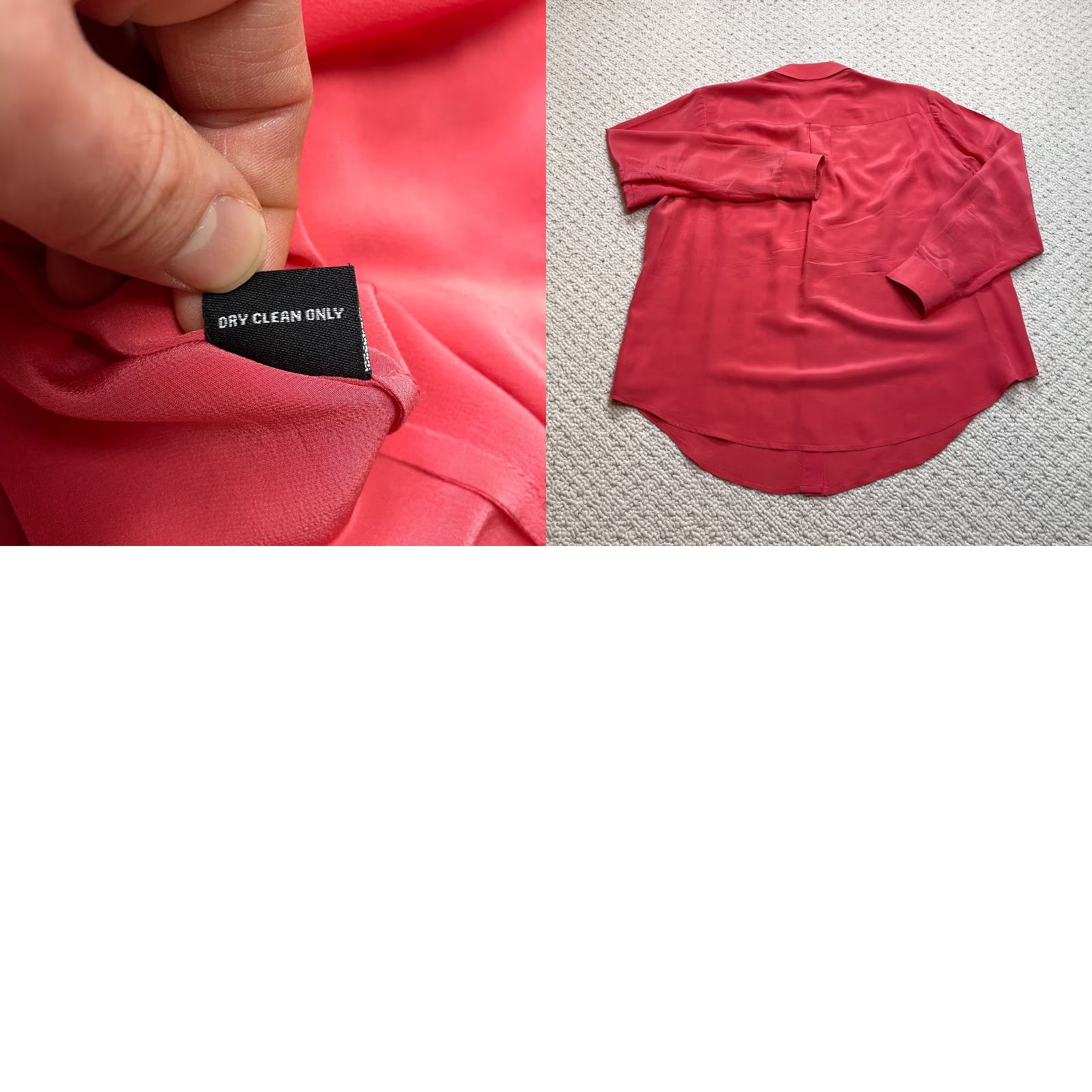 Vintage Premise Button-Up Shirt Womens 1X Plus Silk Long Sleeve Red Light Pink Classic Casual Size XL / US 12-14 / IT 48-50 - 9 Thumbnail