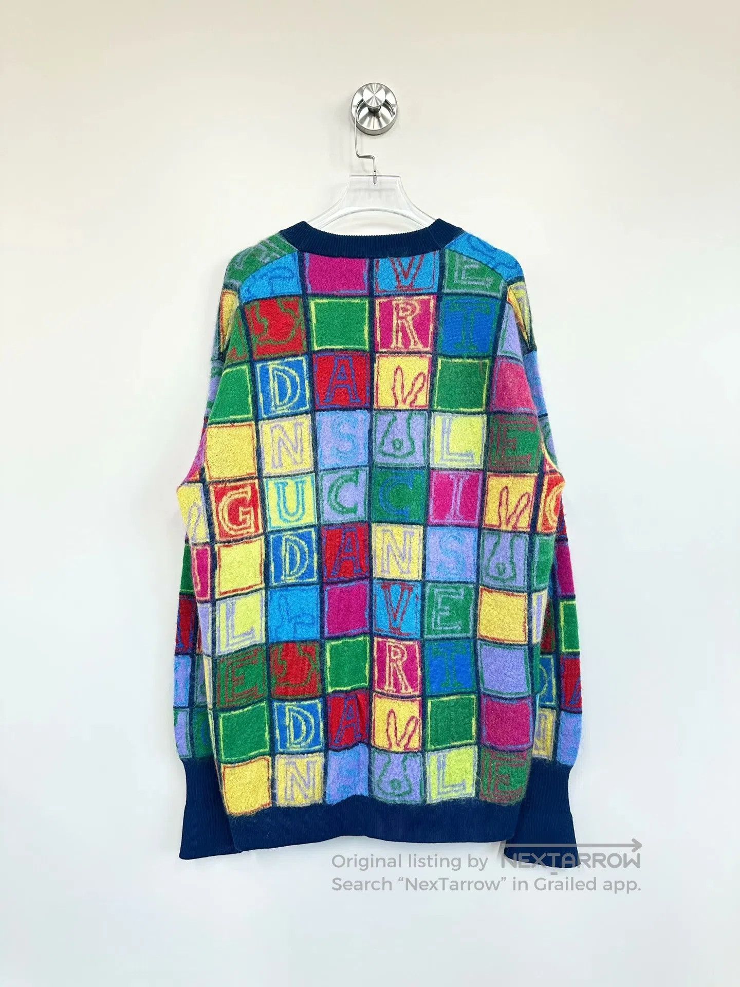Gucci Guicci Colorful Checkered Letter Logo Wool Knit Cardigan| Size S / US 4 / IT 40 - 2 Thumbnail