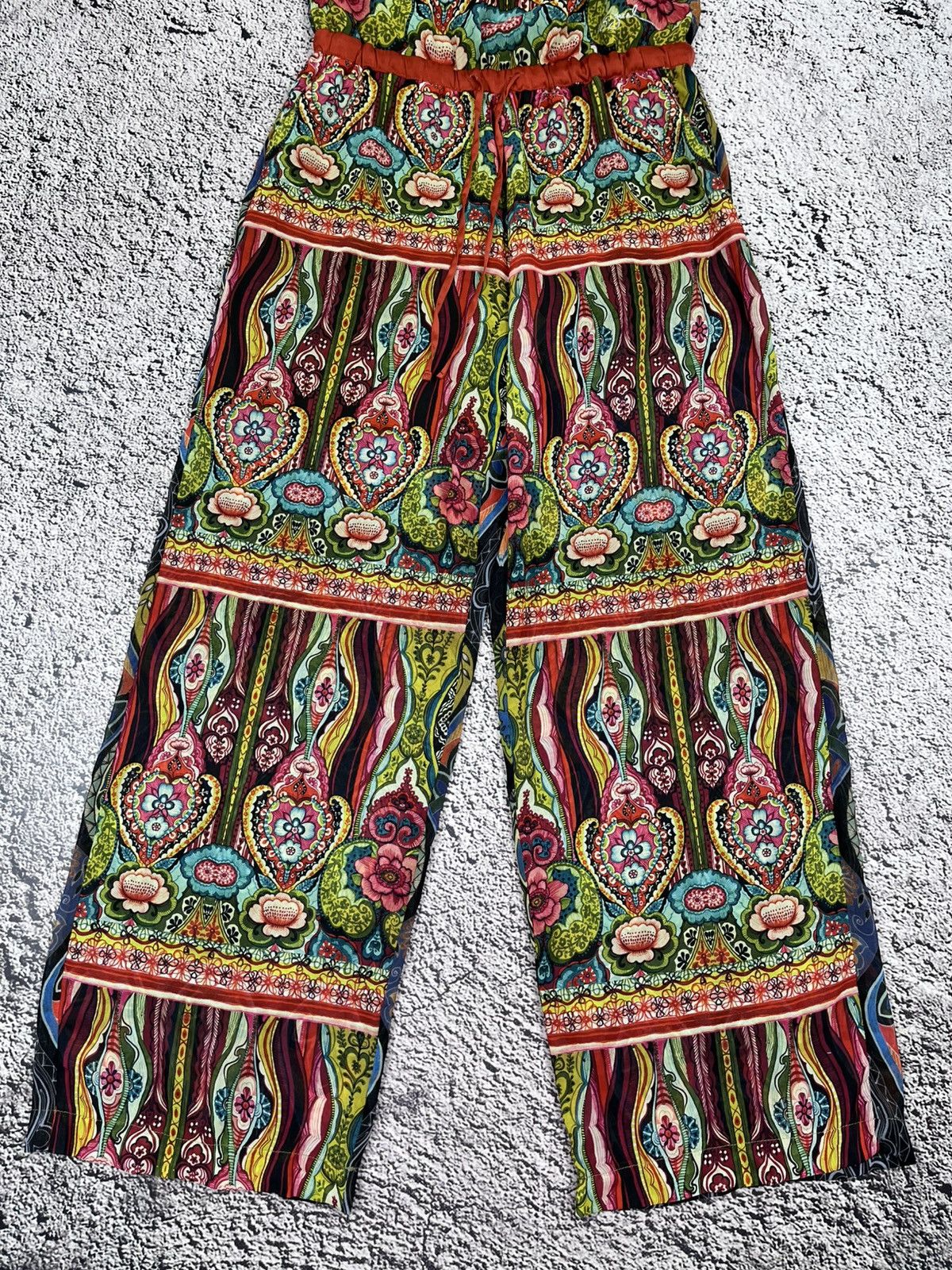 Jean Paul Gaultier Desigual Boho Jumpsuit Wide Leg Psychedelic Print Size 32" / US 10 / IT 46 - 2 Thumbnail