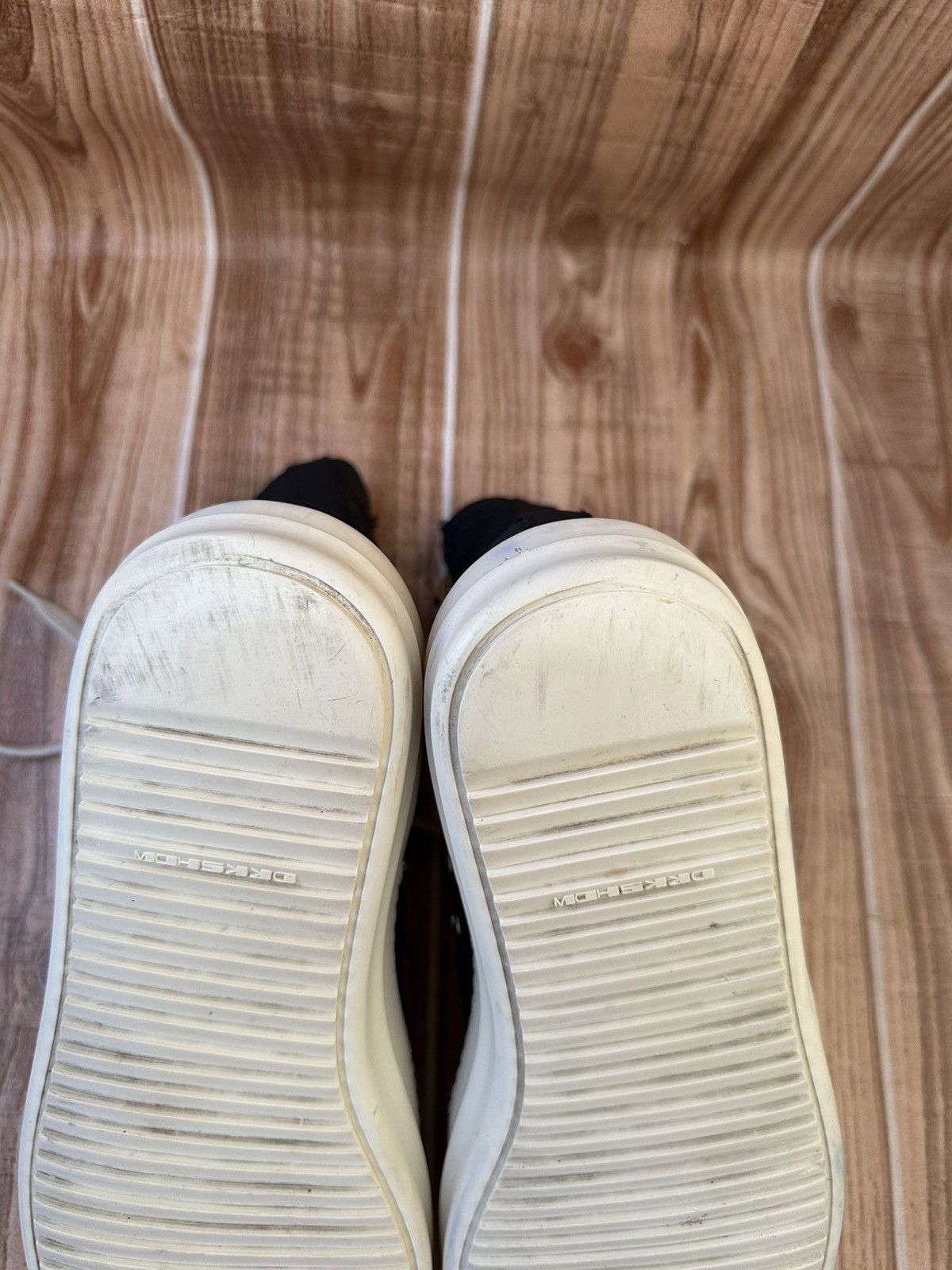 Rick Owens Rick Owens DRKSHDW Nylon Ramones Black Milk Hightops Size US 8.5 / EU 41-42 - 19 Thumbnail
