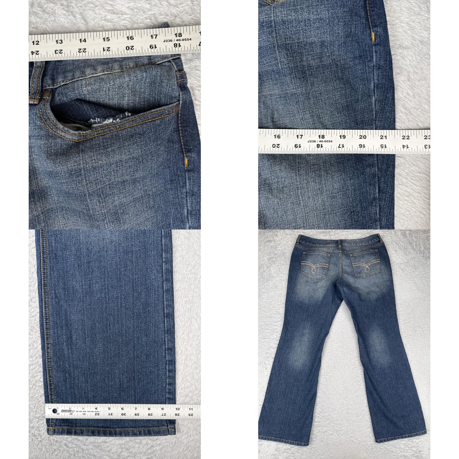 Vintage American Rag Jeans Juniors 15 Womens Blue Bootcut Stretch Denim Mid Rise Casual Size 36" / US 14 / IT 50 - 9 Thumbnail