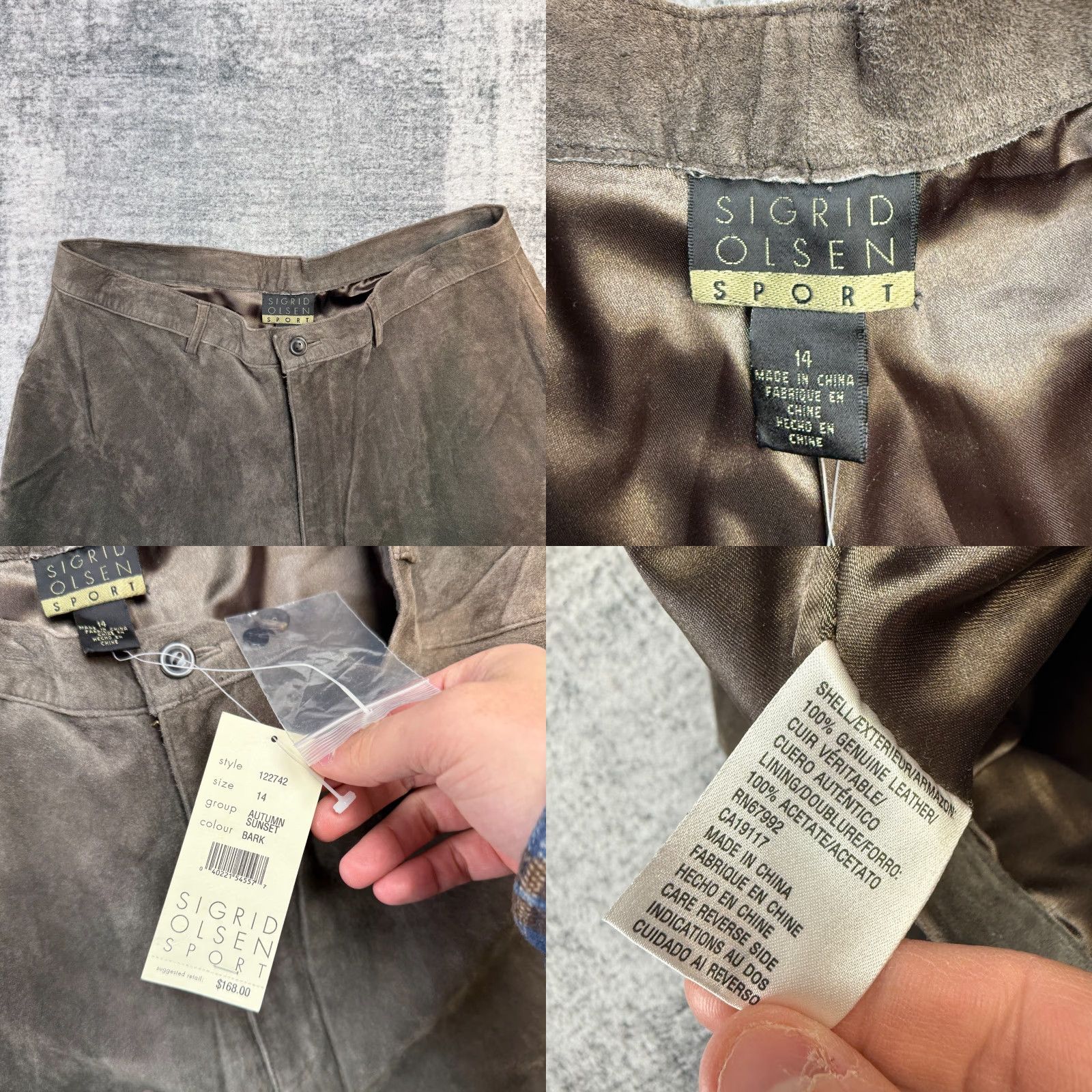 Vintage Sigrid Olsen Leather Pants Womens 14 Brown Suede Straight Trouser Western Boho Denim? Size 36" / US 14 / IT 50 - 8 Thumbnail