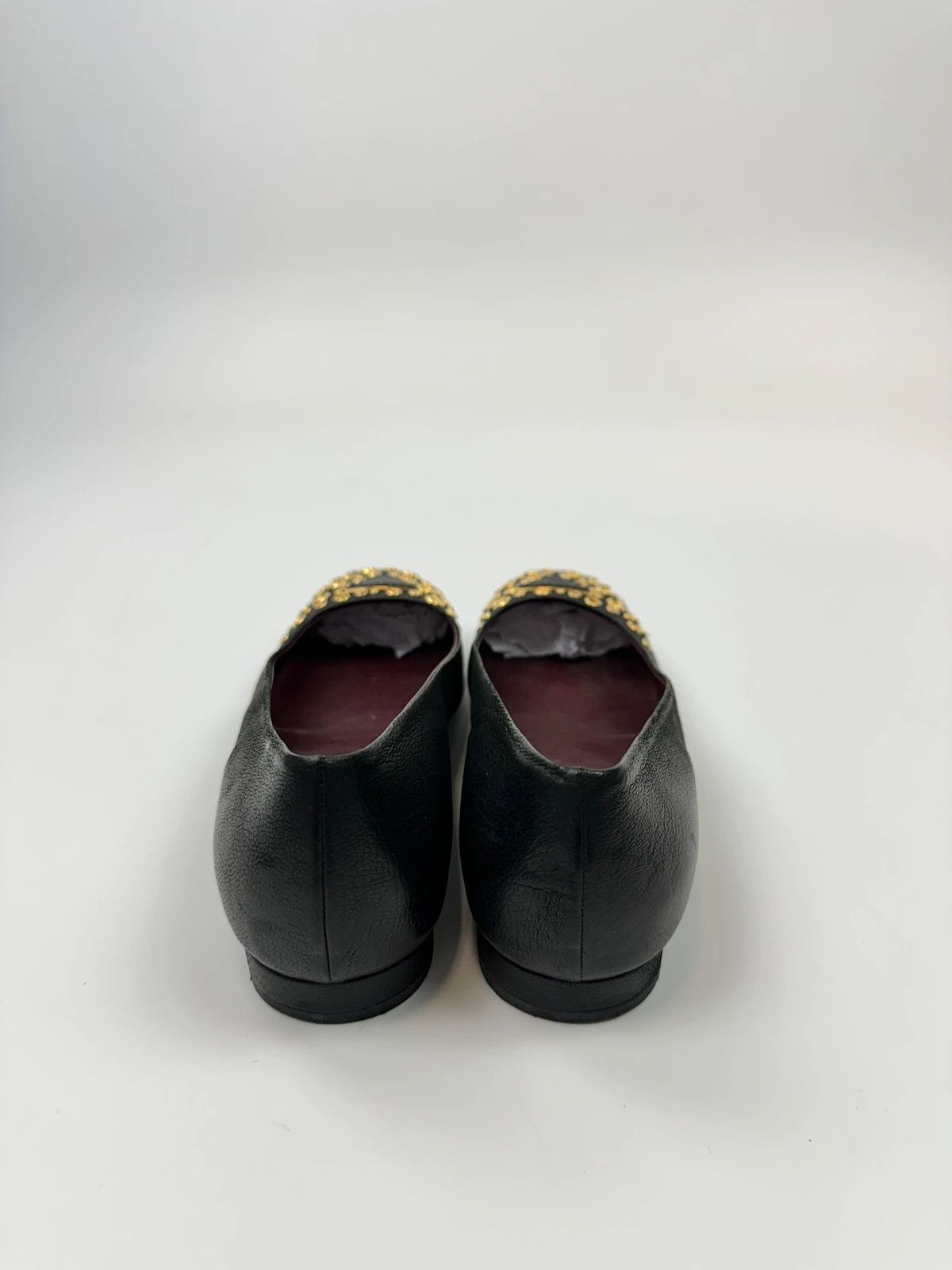 Prada Prada Milano Black Grained Leather With Gold Eyelet Loafer Size US 6 / IT 36 - 7 Thumbnail