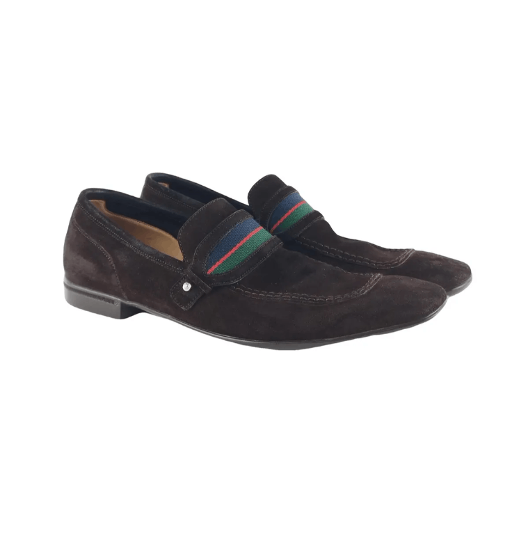Gucci Gucci Brown Suede Web Slip On Loafers Size US 7 / EU 40 - 1 Thumbnail