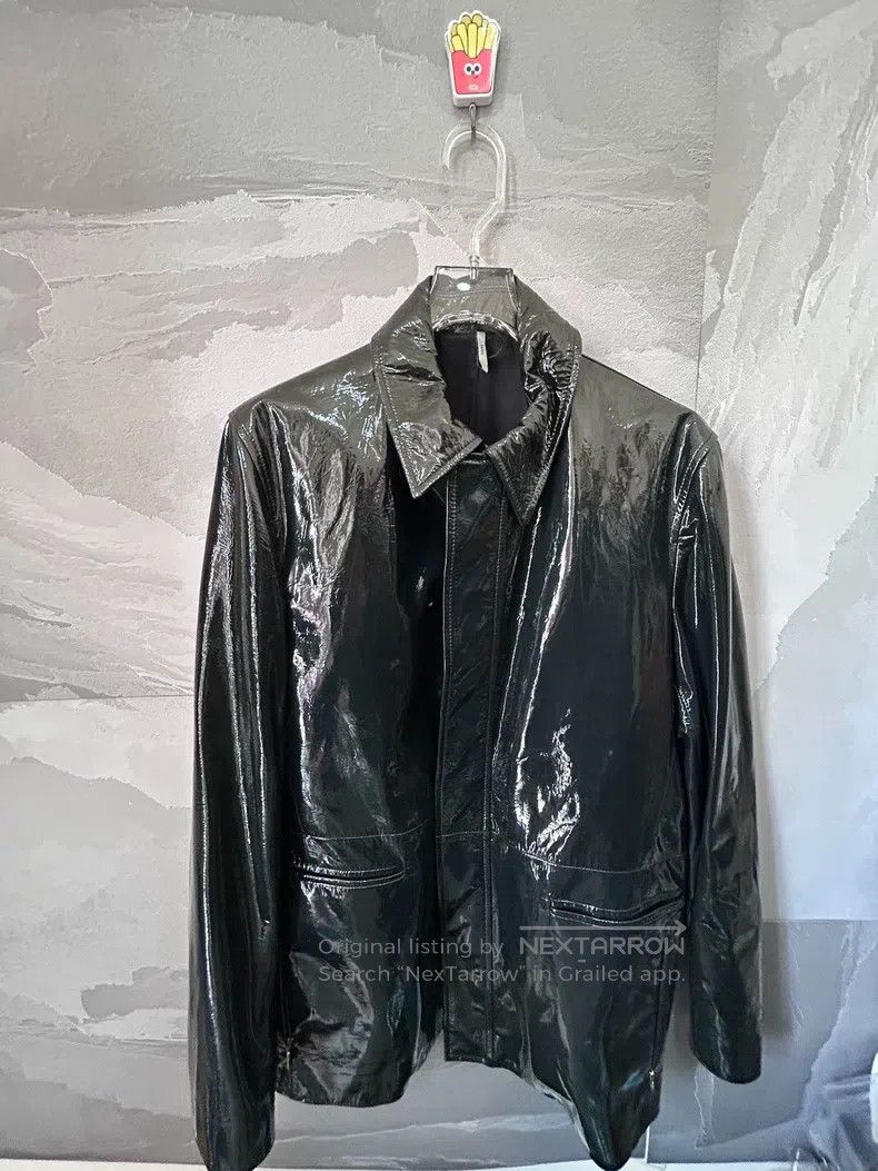 Dior Forest green patent leather belt jacket