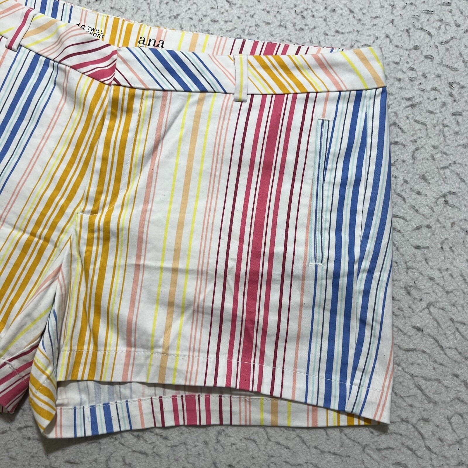 JCPenney a.n.a. Twill Shorts 3" Inseam Colorful Striped Flat Front Size 38" / US 16 / IT 52 - 5 Thumbnail
