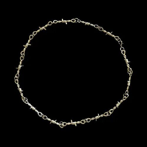 Jewelry Chrome Necklace Spike Post Barb Wire Punk Chain Size ONE SIZE - 2 Thumbnail