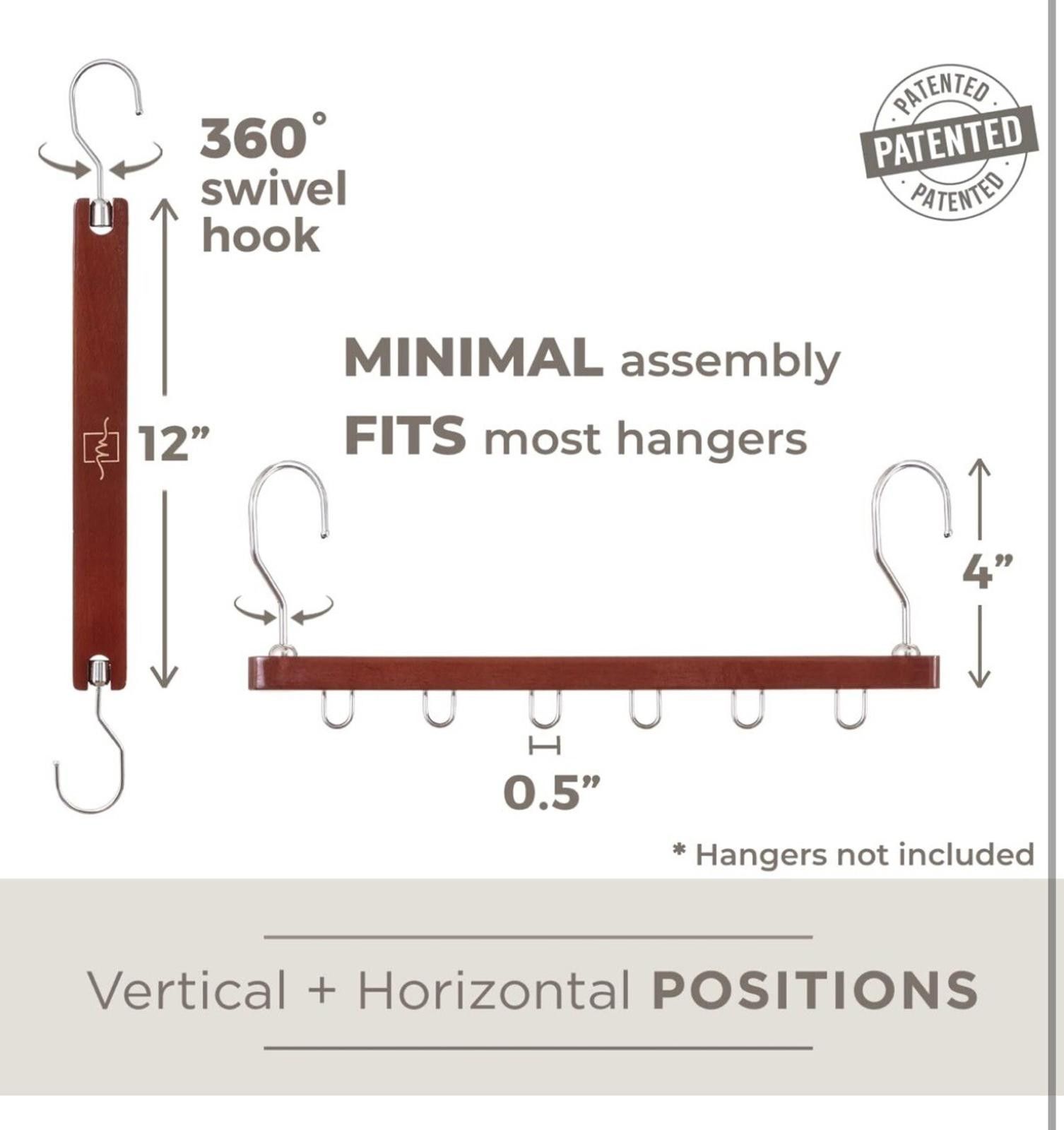 Other Space Saving Hangers Mahogany For Closet Organizer 2 Pack Size ONE SIZE - 3 Thumbnail