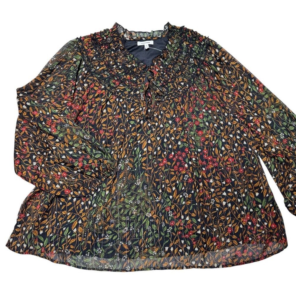 Other New Maurices Floral Ruffle Peasant Blouse Size 1X Size XL / US 12-14 / IT 48-50 - 5 Thumbnail