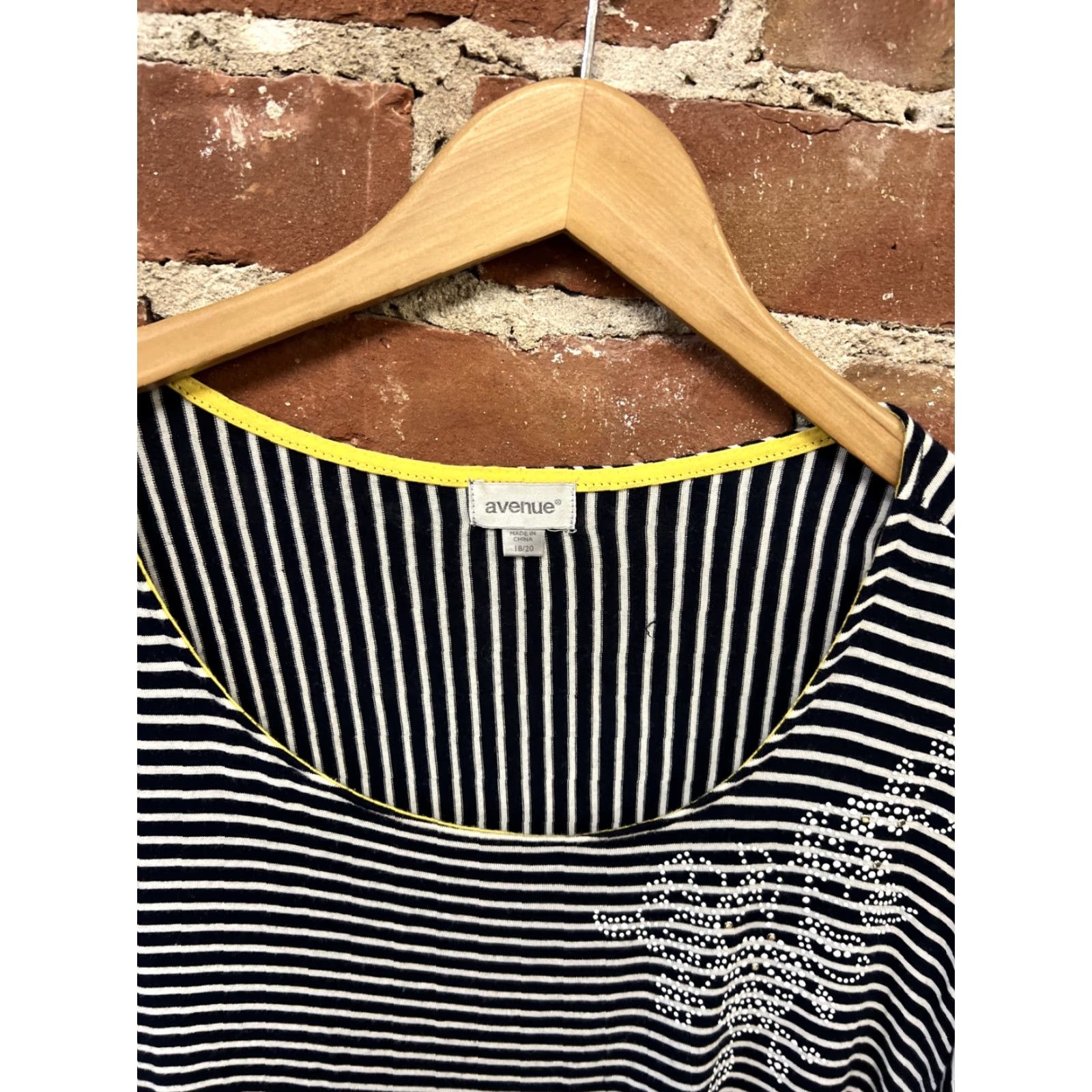 Avenue Avenue Women's Plus Size 18/20 Striped Blue White Blouse Shirt T-Shirt Short Sleeve Scoop Neck Pullover Polyester Spandex Casual Regular Colorful Size XXL / US 16-18 / IT 52-54 - 2 Thumbnail
