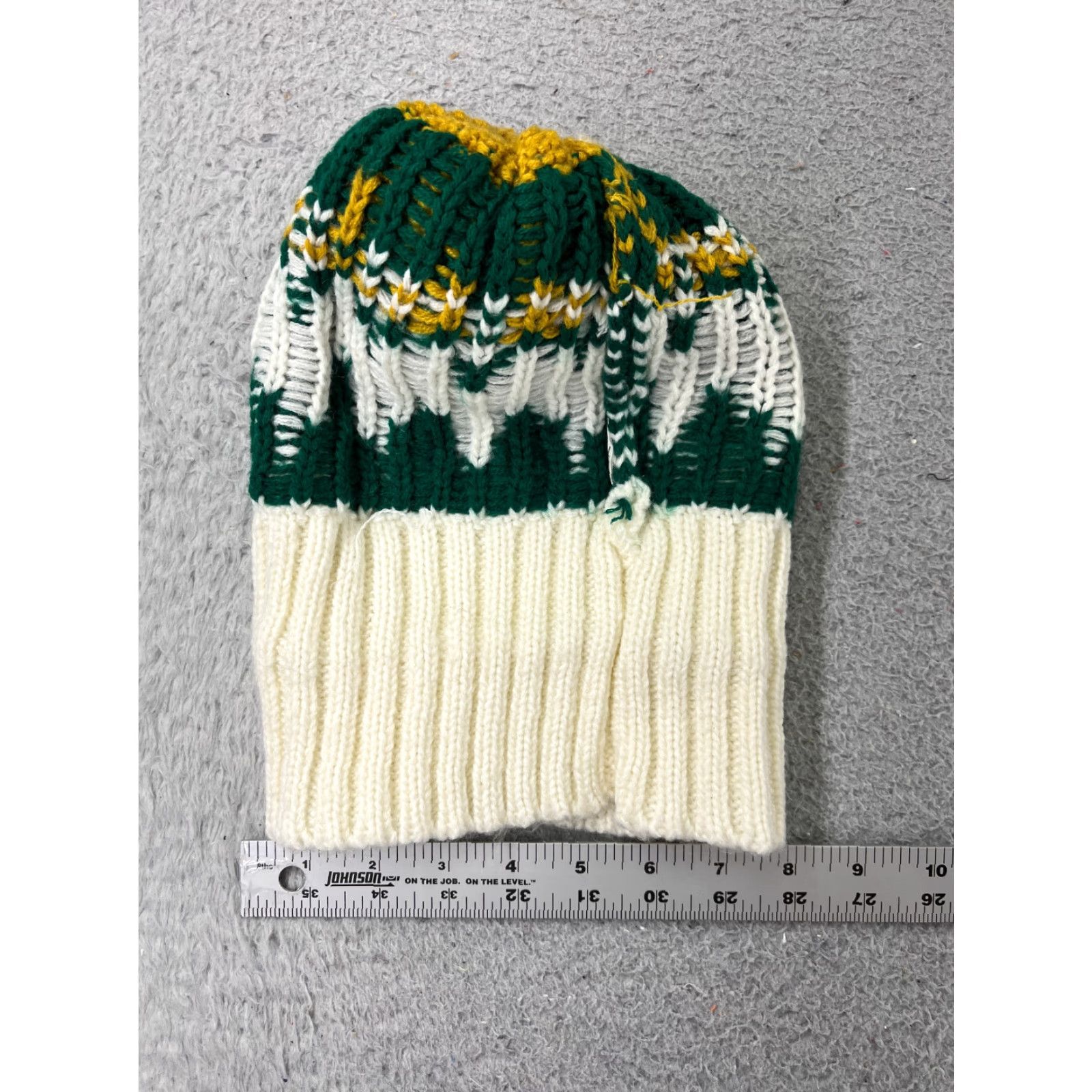 Vintage Flystpp Beanie Womens One Size Green White Chevron Knit Wool Blend Pom Hat Size ONE SIZE - 6 Thumbnail