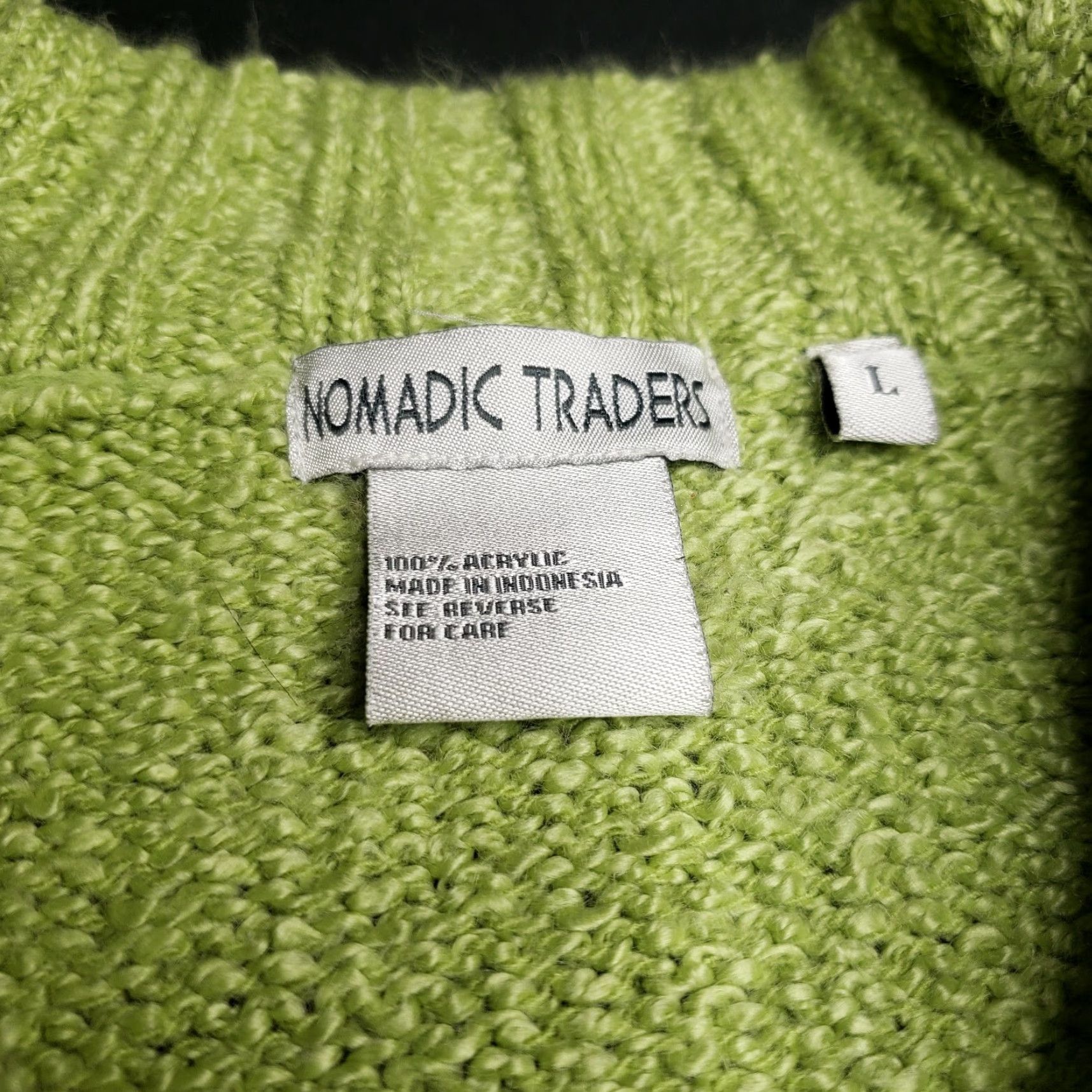 Vintage Nomadic Traders Green Zip Up Cardigan Sweater L Women Regular Knit Zip Front, 100% Acrylic, Casual Size L / US 10 / IT 46 - 4 Thumbnail