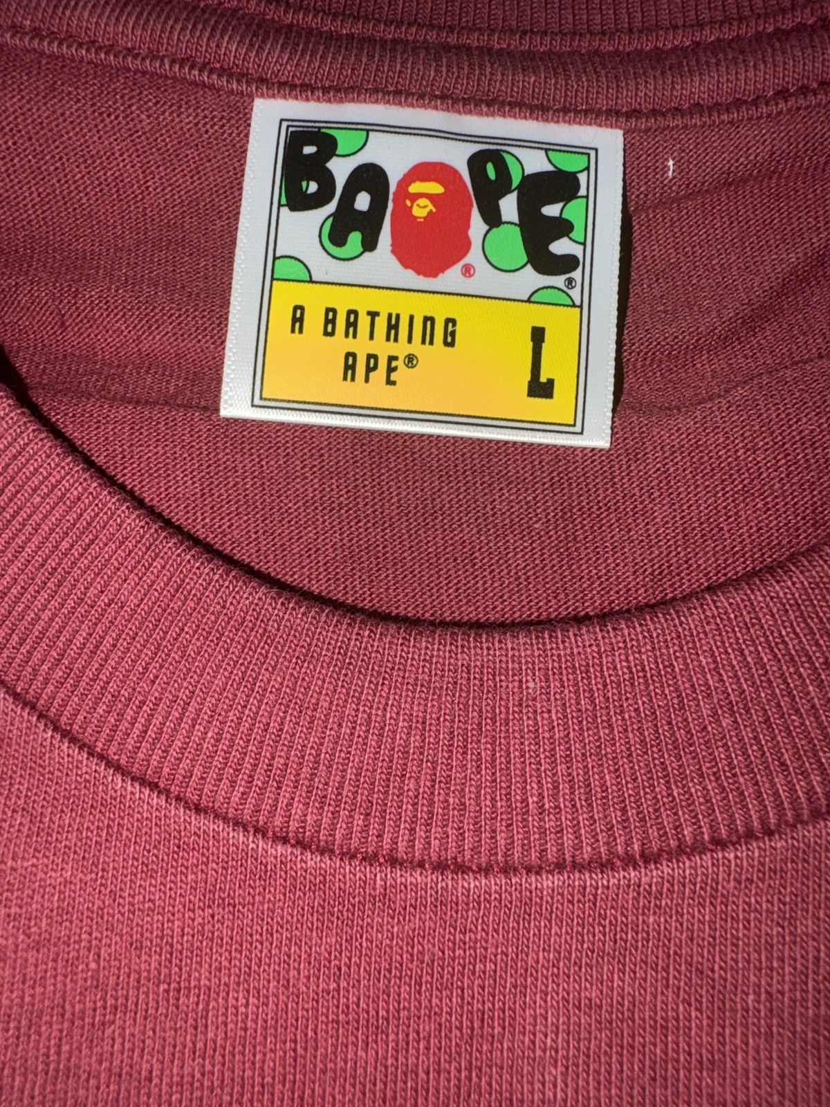 Bape Bape Burgundy College T-Shirt Size US L / EU 52-54 / 3 - 2 Thumbnail