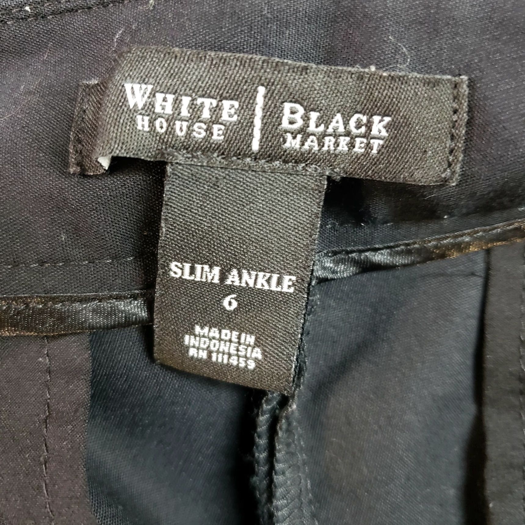 White House Black Market White House Black Market Womens Pants Sz 6 Mid Rise Slim Ankle Cotton Blend Black Size 28" / US 6 / IT 42 - 6 Thumbnail