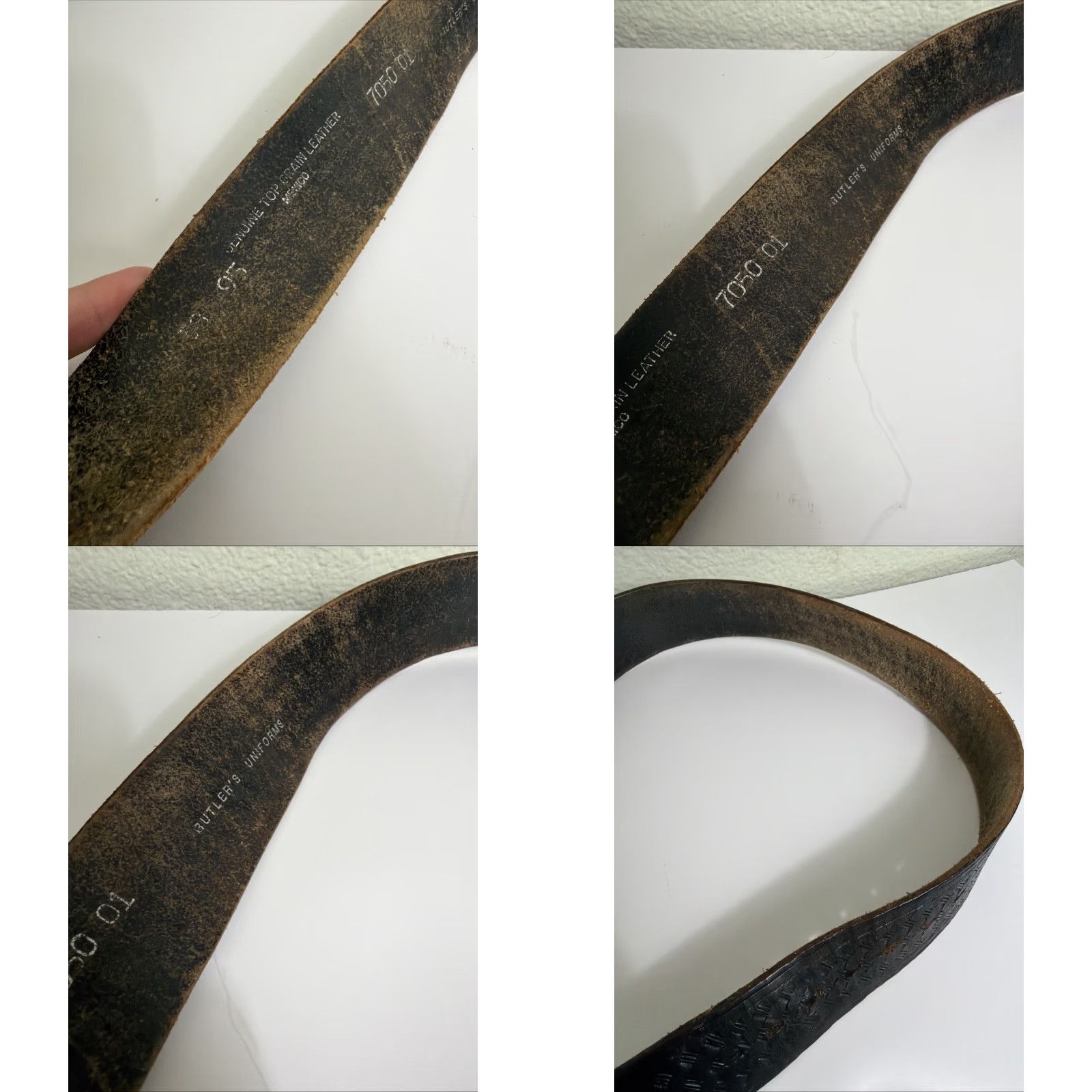 Vintage Butler’s Uniform Mens Belt 38 Brown Leather Embossed Distressed Leather Belt Size 38 - 9 Thumbnail