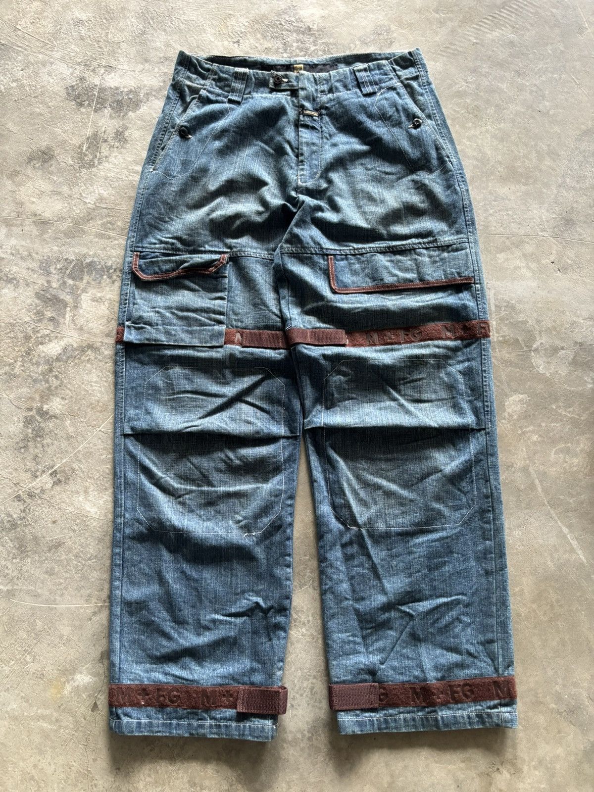 Marithe + Francois Girbaud RARE MFG marithe francois girbaud BAGGY STRAP WIDE LEG JEANS Size US 35 - 1 Thumbnail
