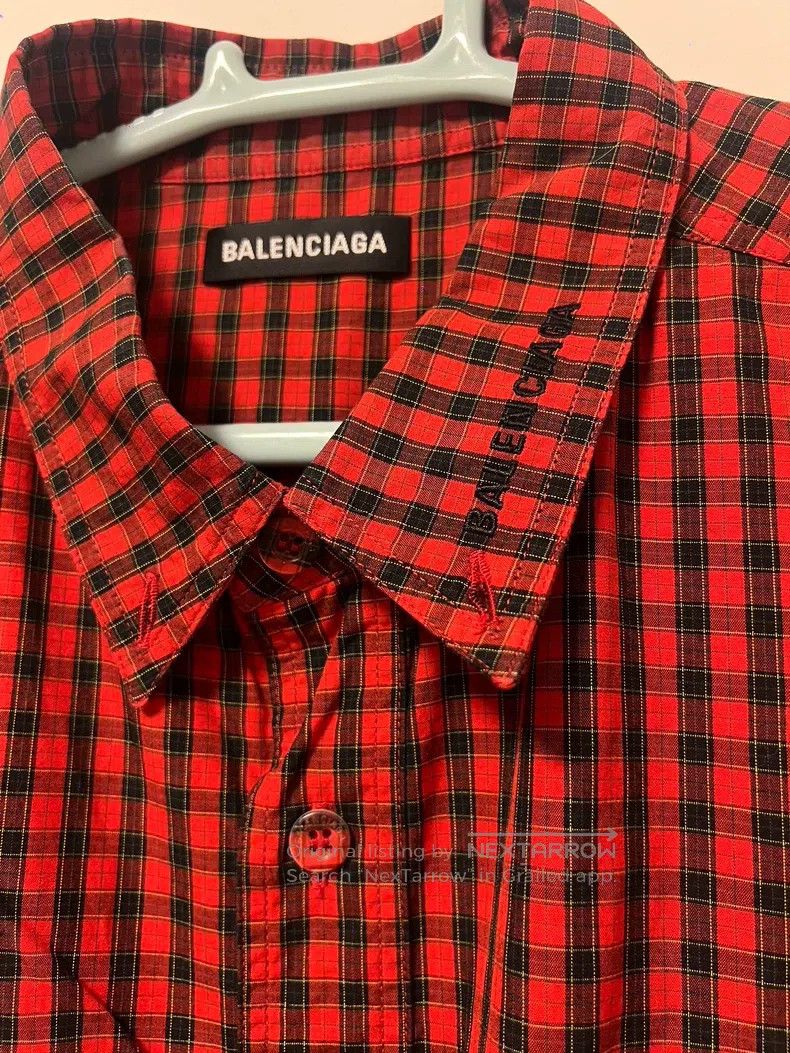 Balenciaga Balenciaga size 40 Embroidered Logo Checkered Short Sleeve Size US M / EU 48-50 / 2 - 2 Thumbnail