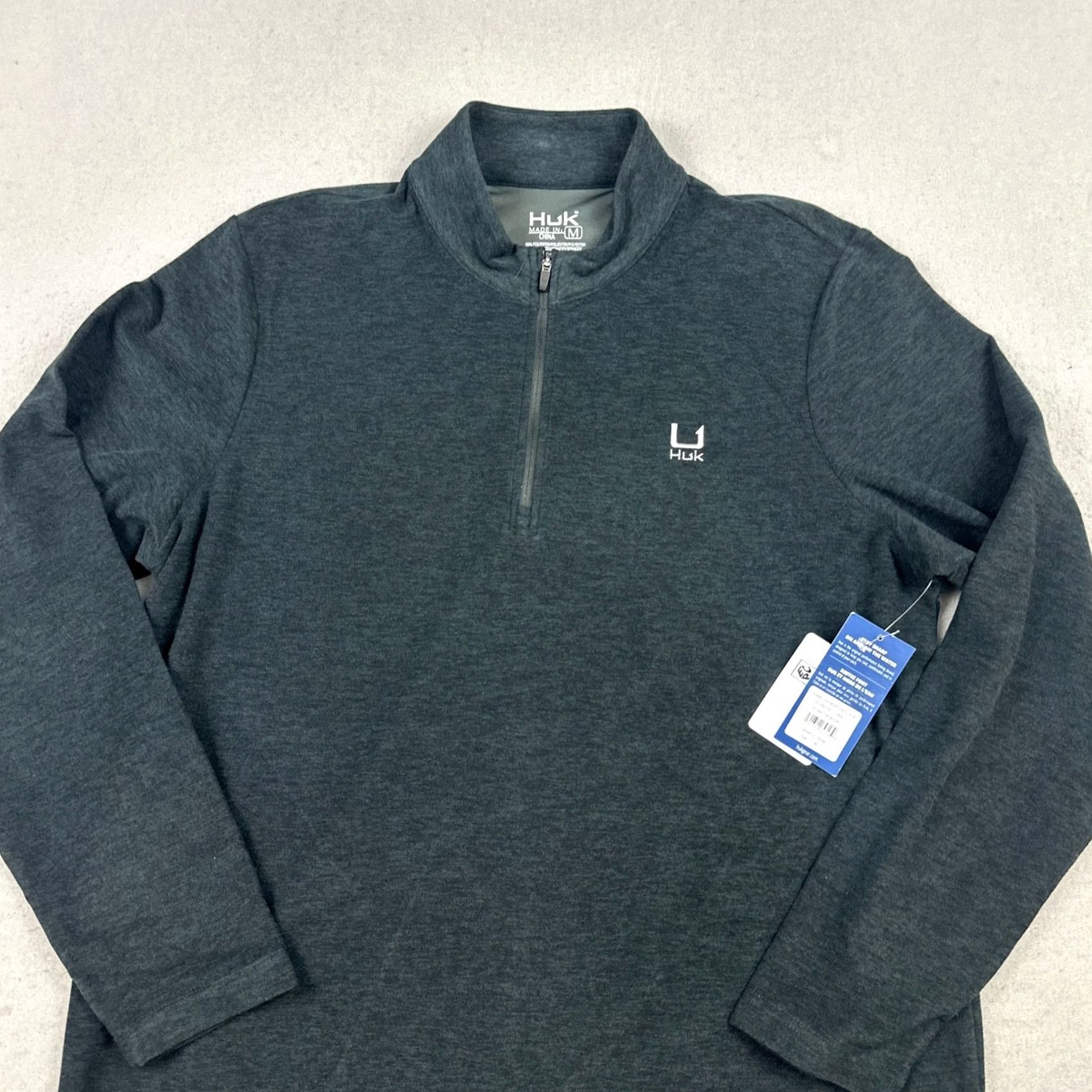 Vintage Huk Sweater Men Medium Grey Charcoal 1/4 Zip Leeward Fleece Pullover Performance Size US M / EU 48-50 / 2 - 2 Thumbnail