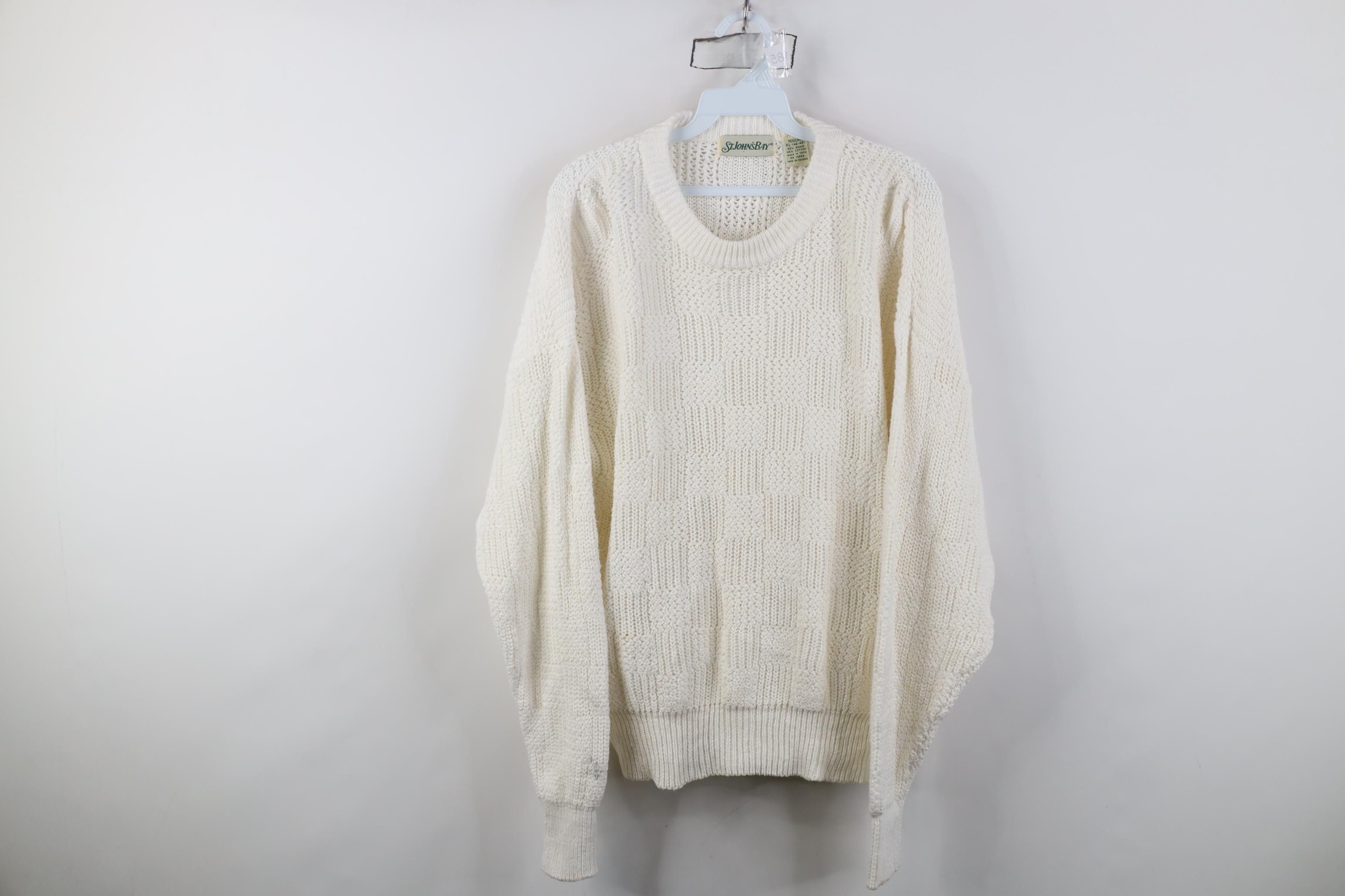 Vintage Vintage 90s Streetwear Ribbed Knit Crewneck Sweater White Size XL / US 12-14 / IT 48-50 - 1 Thumbnail