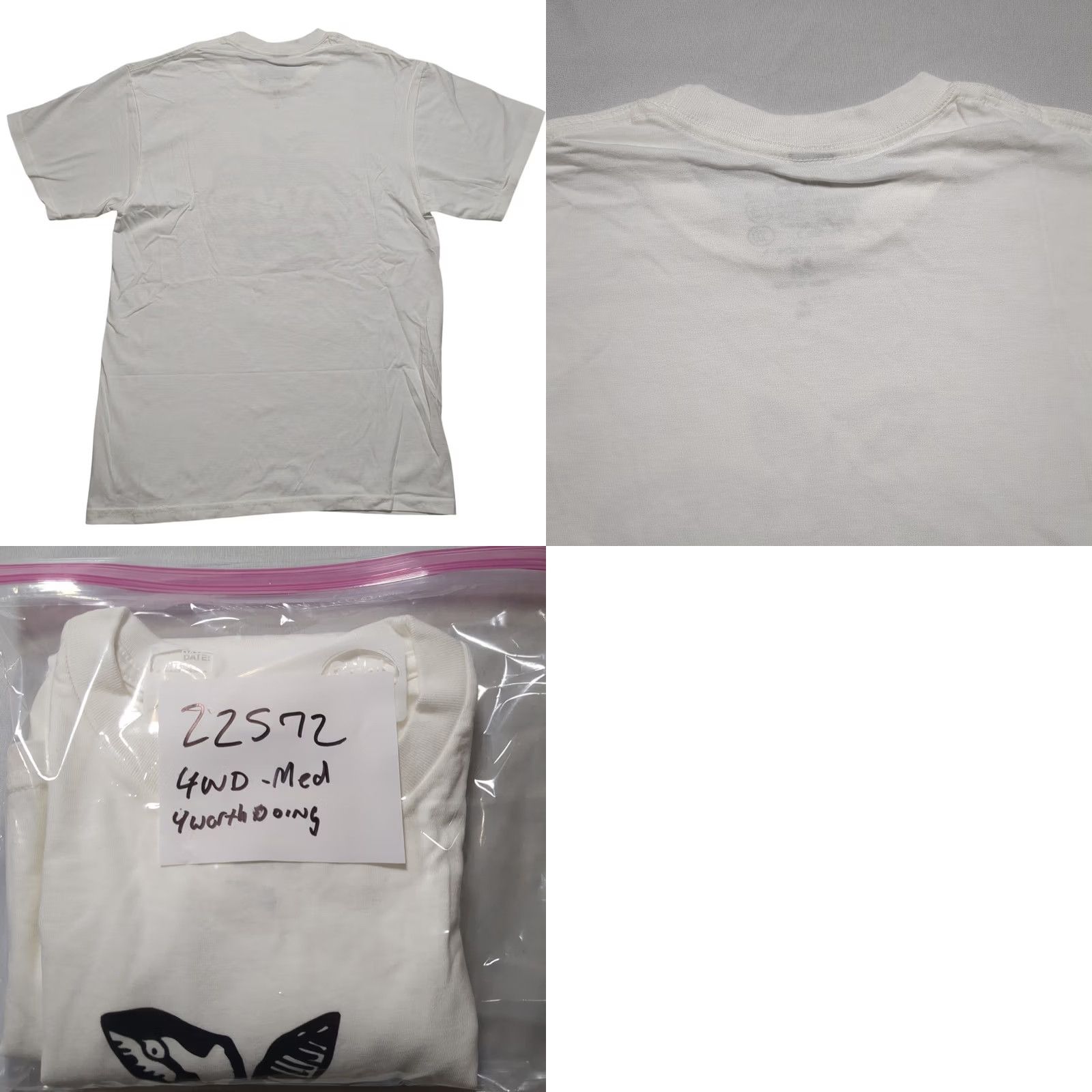 Vintage 4 Worth Doing T-Shirt White Men M Short Sleeve Crew Neck Snake Apple Graphic Streetwear Hip Hop Skater 4WD Logo Size US M / EU 48-50 / 2 - 8 Thumbnail