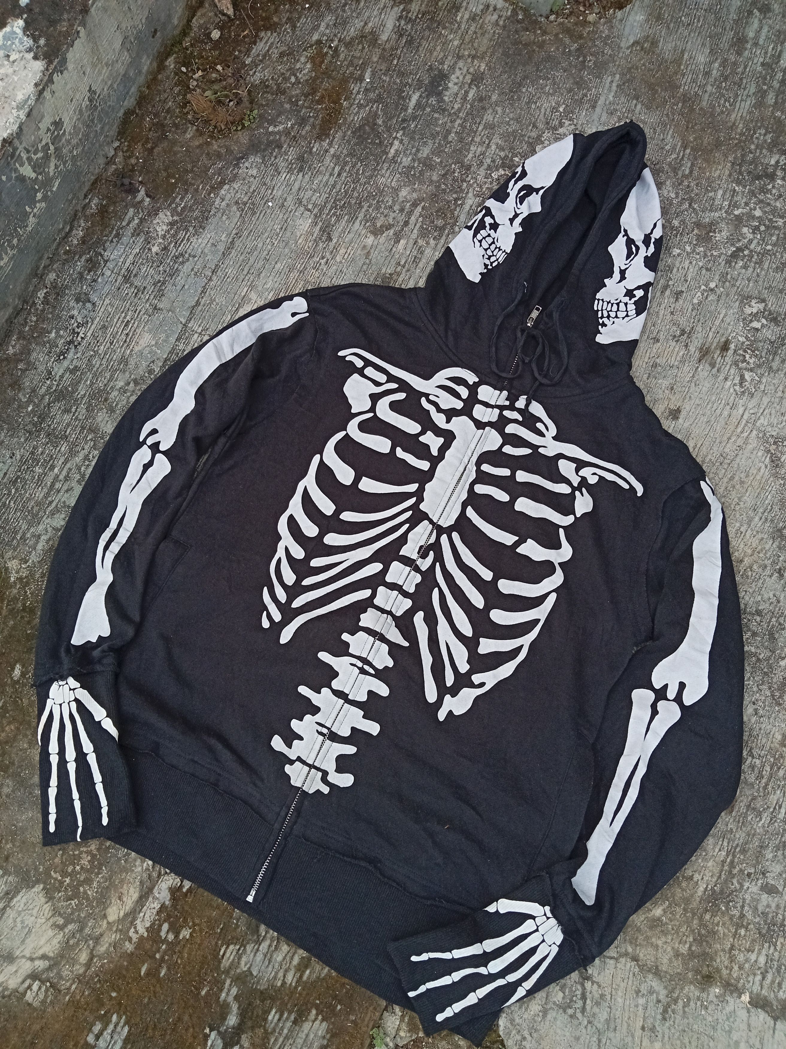 image of Avant Garde x Beauty Beast F.f.t Colection Skeleton Fashion Zip Hoodie in Black, Men's (Size Small)