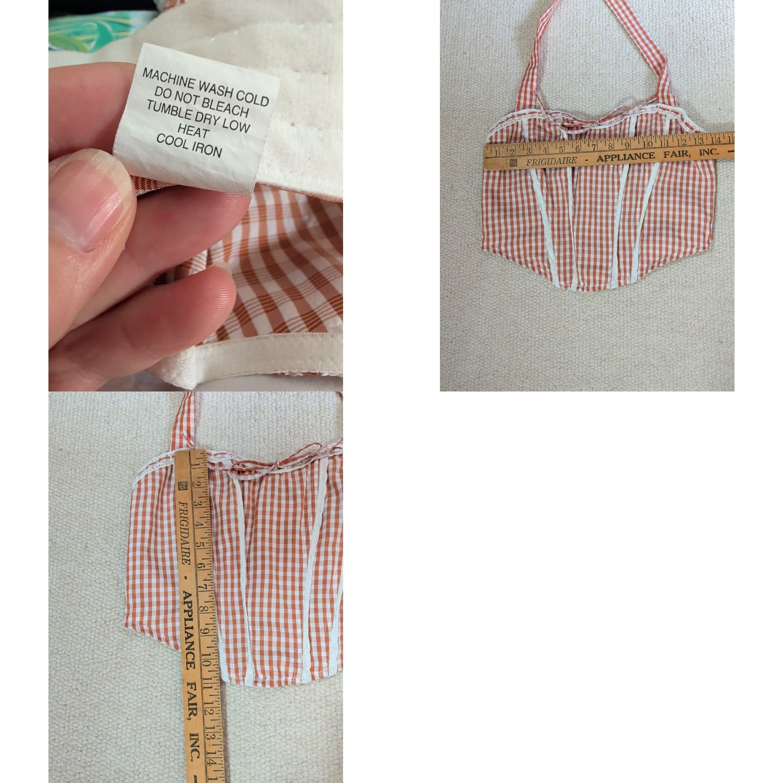Vintage Beverly & Beck Gingham Cami Corset Top Women S Rust Basque waist Cottagecore Western Size S / US 4 / IT 40 - 8 Thumbnail