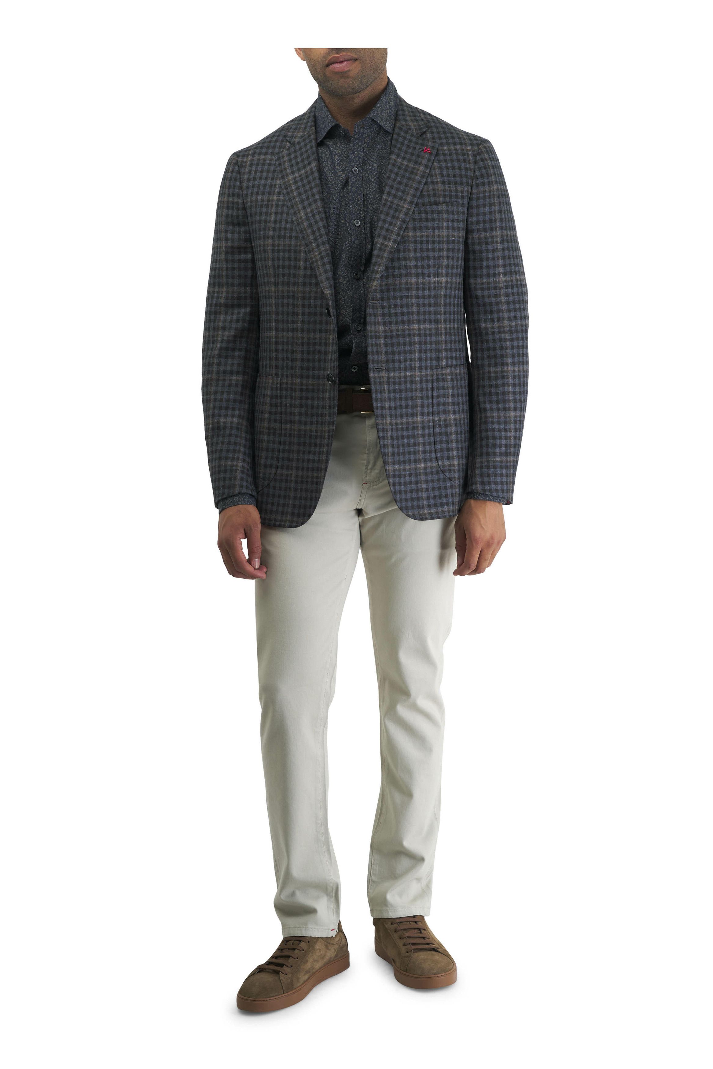 Isaia o1mtch0225 Check Sportcoat in Medium Grey Size US L / EU 52-54 / 3 - 4 Thumbnail