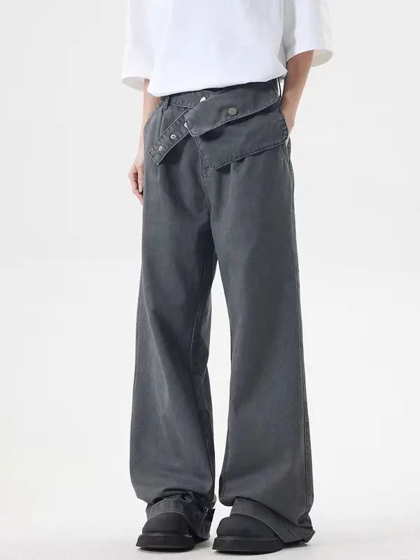 Japanese Brand VIBE Washed Cargo Pocket Belt Straight Leg Jeans Size US 33 - 2 Thumbnail