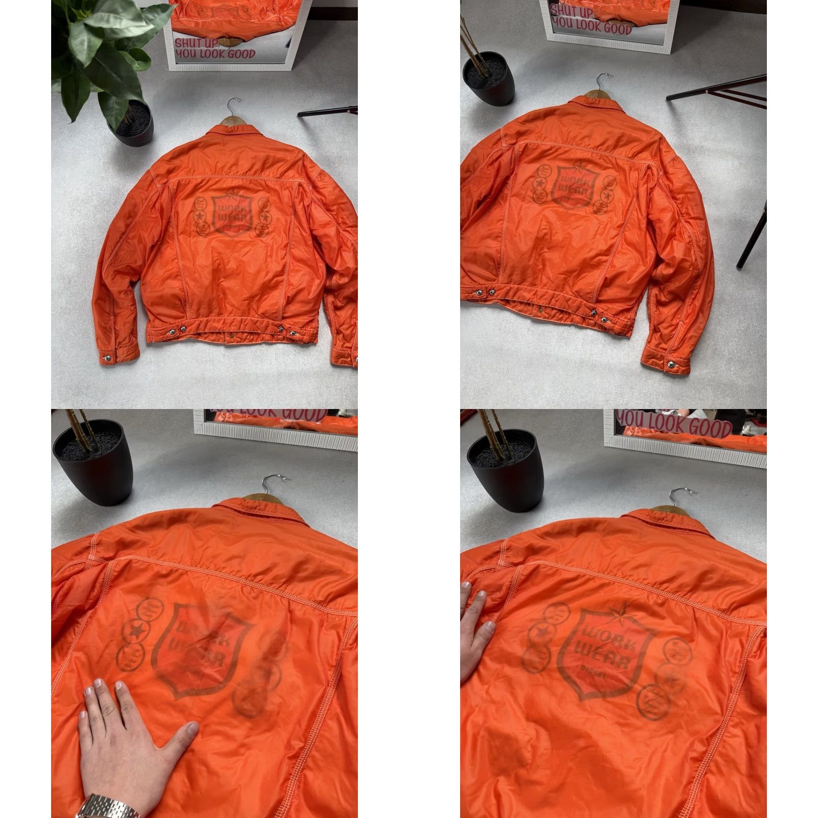 Diesel VINTAGE Diesel WORK WEAR Bomber Jacket Polyamide Orange XL Men’s Jacket, 90s, Zipper Button Snap, Logo, Canvas, Lightweight, Pockets, Diesel USA, Y2K Size US XL / EU 56 / 4 - 9 Thumbnail