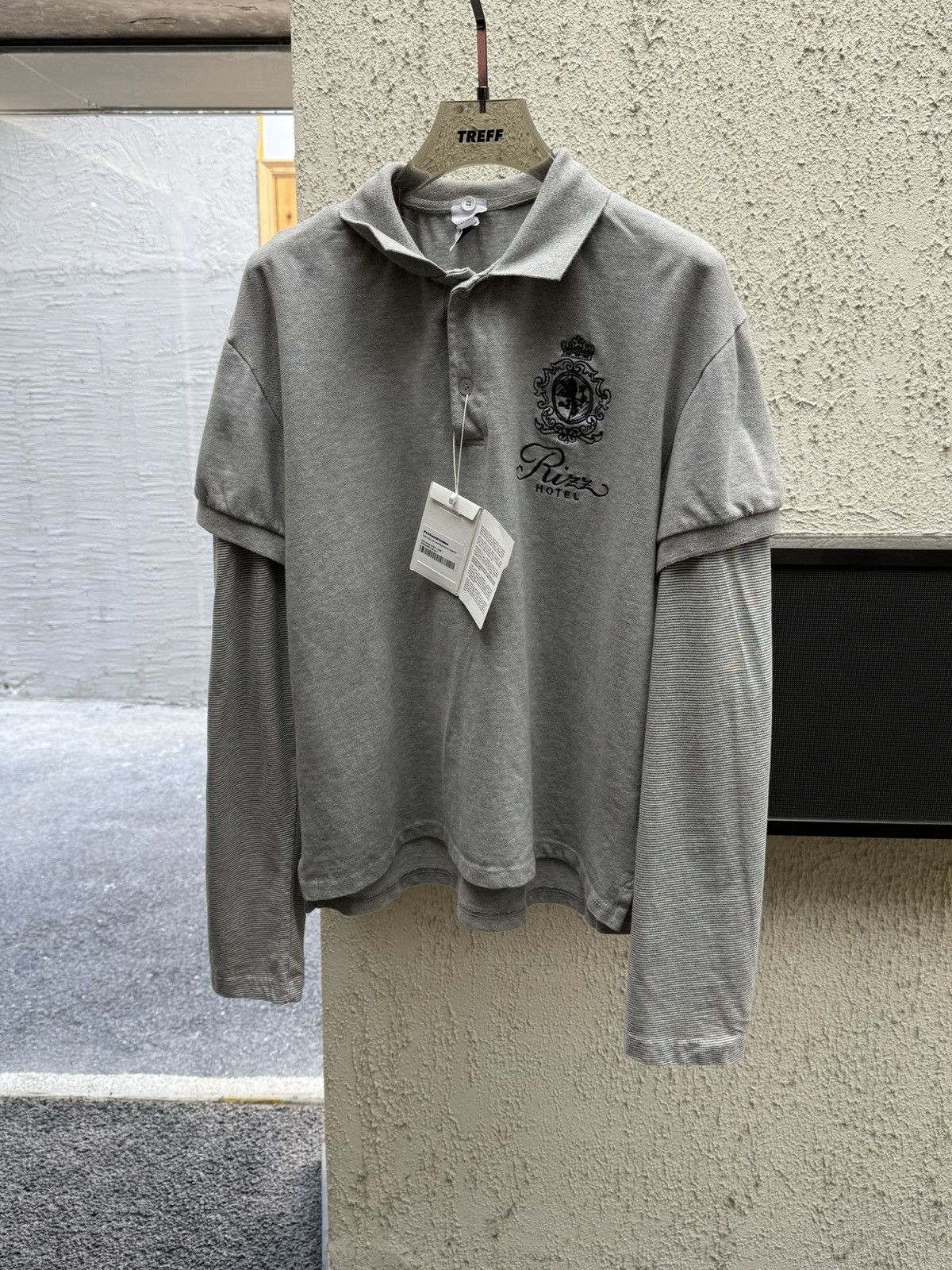PROTOCOL INDEX FUR COLLAR LAYERED POLO SHIRTS-MELANGE GREY
