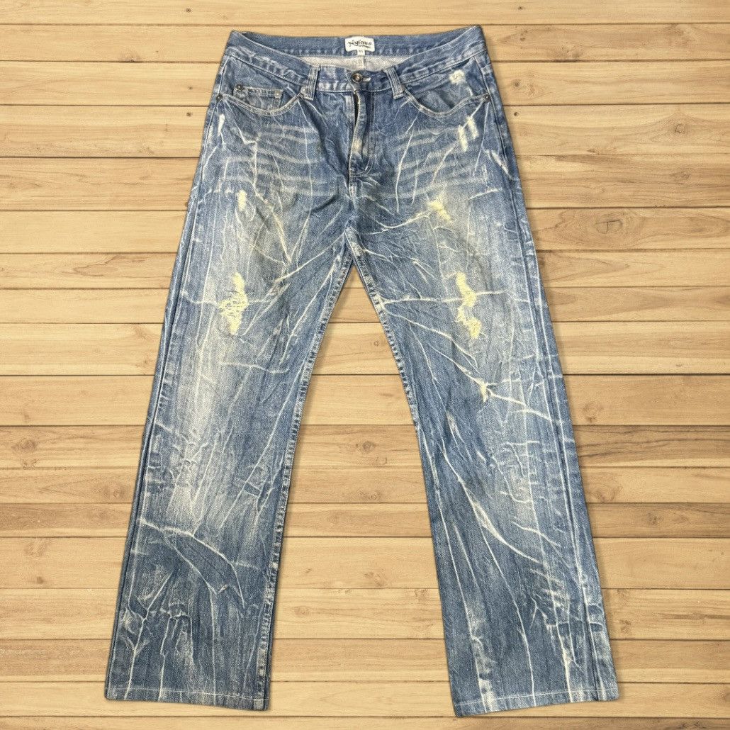 Le Grande Bleu (L.G.B.) 🔥🇯🇵 Archive y2k Nylaus Clothing Bootcut Whisker Denim Size US 34 / EU 50 - 1 Thumbnail
